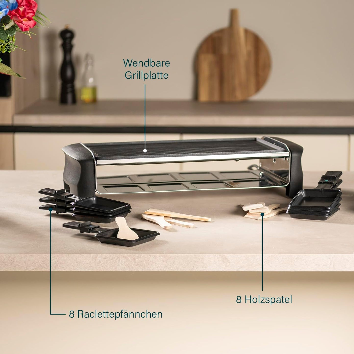 Raclette- und Teppanyaki Grill für 8 Personen, 8 personnes Raclette Grill Plancha