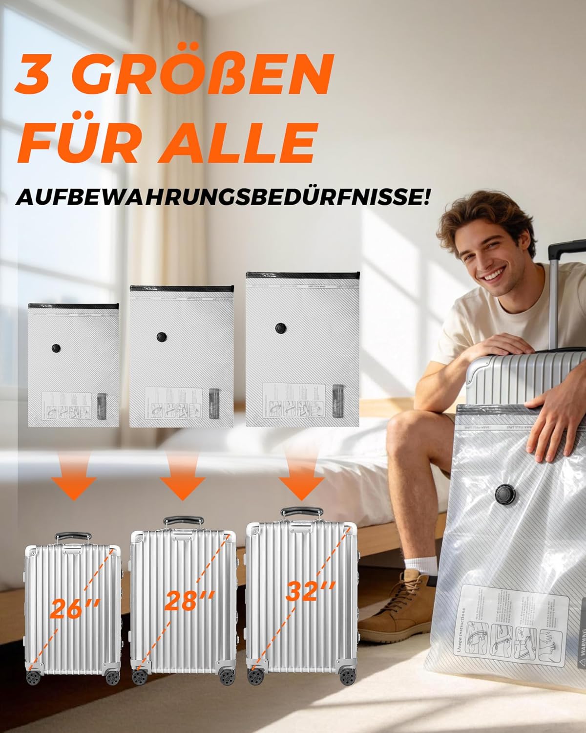 15-teiliges Vakuumbeutel-Set mit Pumpe und Kofferwaage, 15-PACK