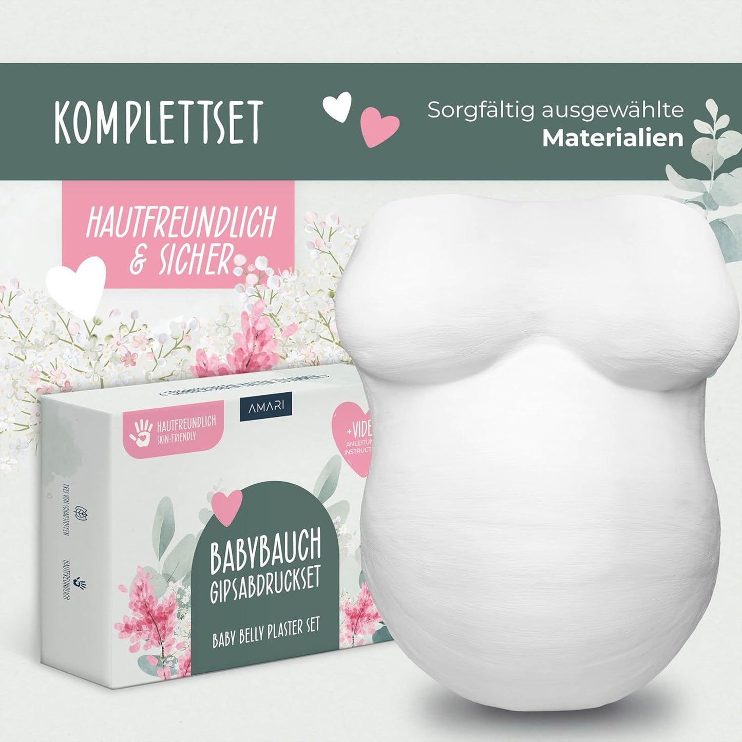 Babybauch Gipsabdruckset, Eukalyptus