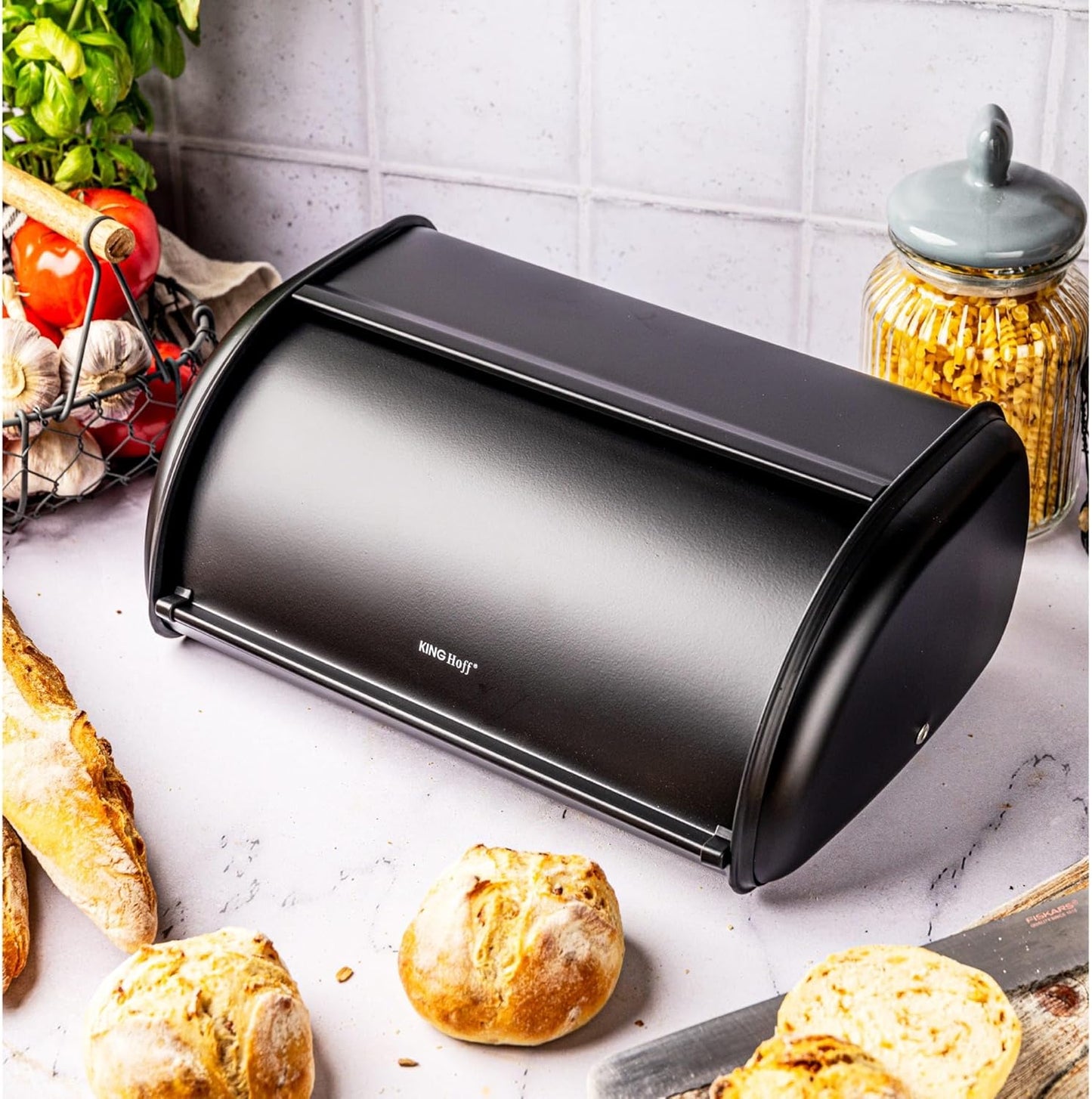 Brotkasten ‎KH-1834, Schwarz 44L x 27B x 18,5H cm