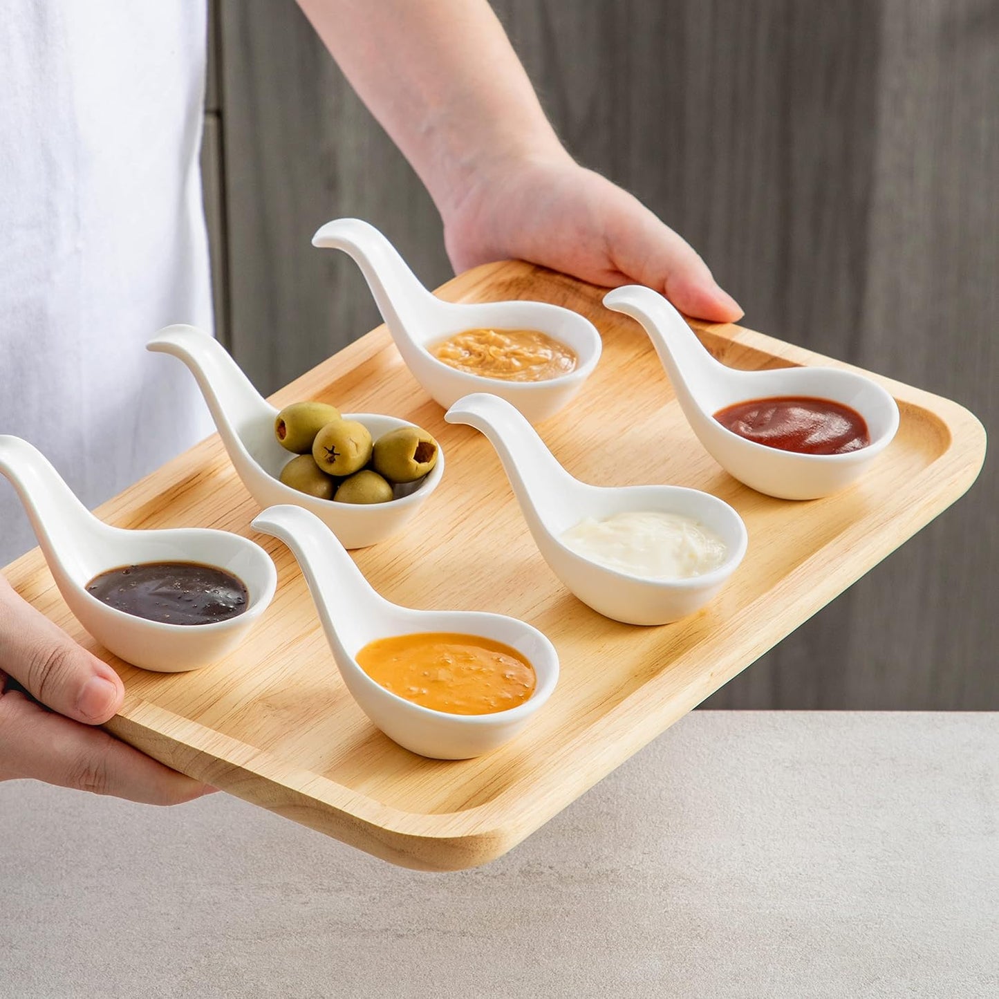 12-teiliges löffelförmiges Dessertschälchen-Set Serie Ramekin.Dish, Set- 12 Tlg. 9.5 * 5.7 * 5.2cm/20ml (Löffelförmig) Weiss