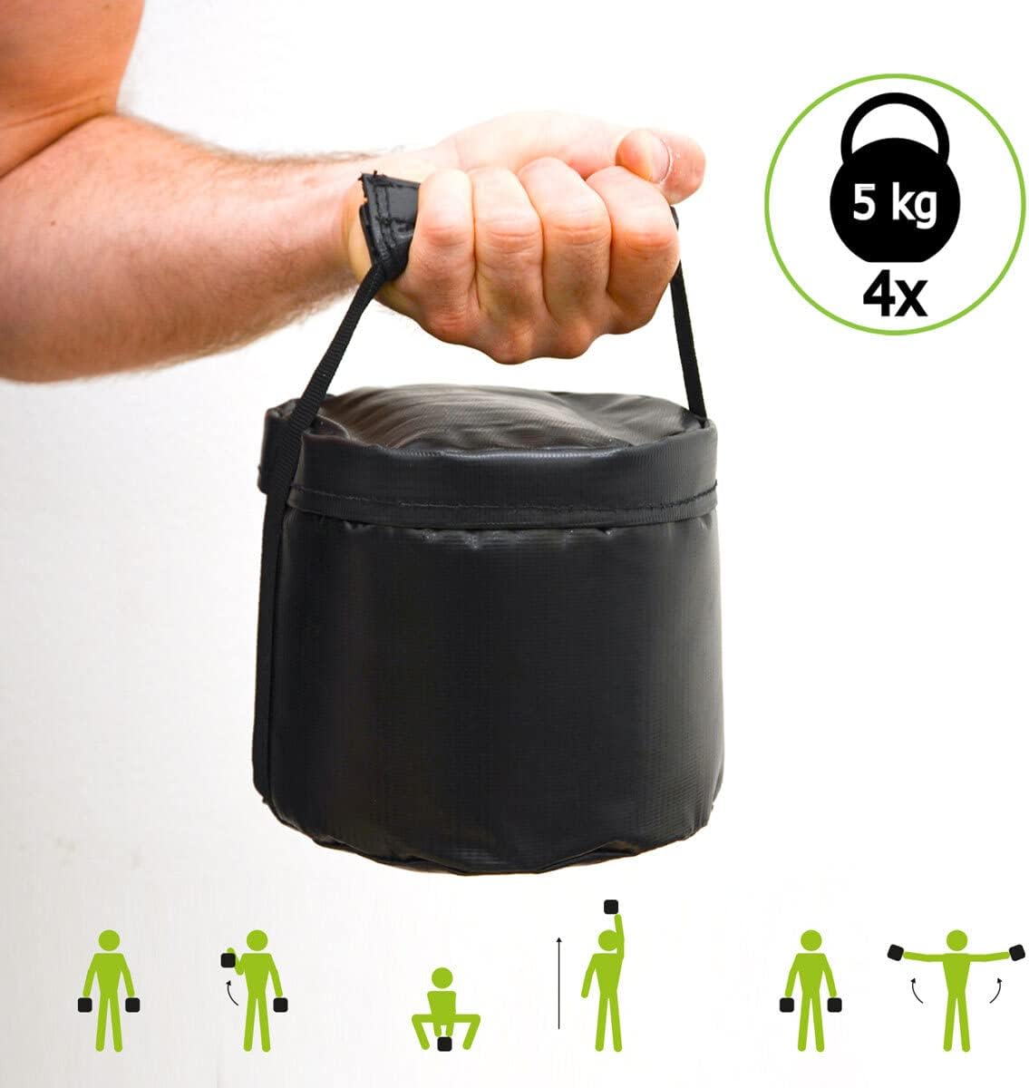 Power Bag mit Kettlebell Gewichten, Schwarz / Rot