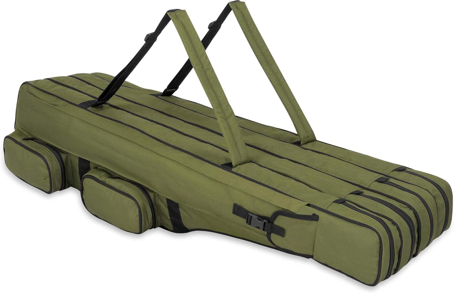 Angelkoffer Rod Case mit 4 Rutenfächern (160 cm), Dunkelgrün 4 Innenfächer 160cm