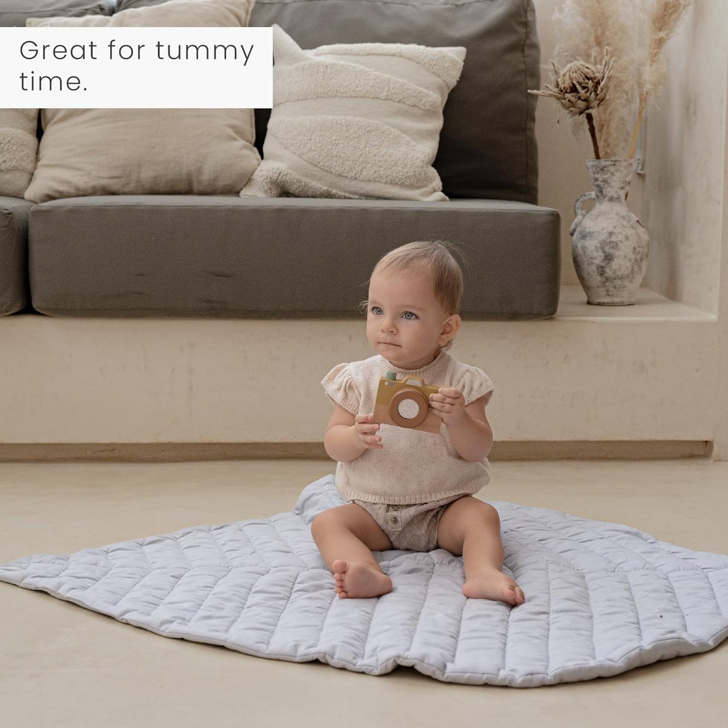 Krabbeldecke im Blatt-Design für Babys, Leaf Mat Stone