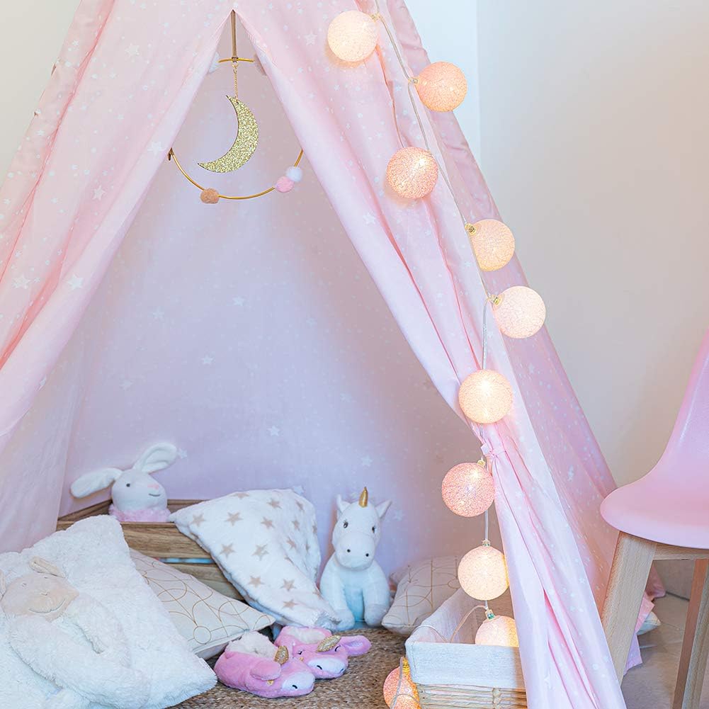 LED Baumwollkugeln, Rosa Glitter 2.4 m