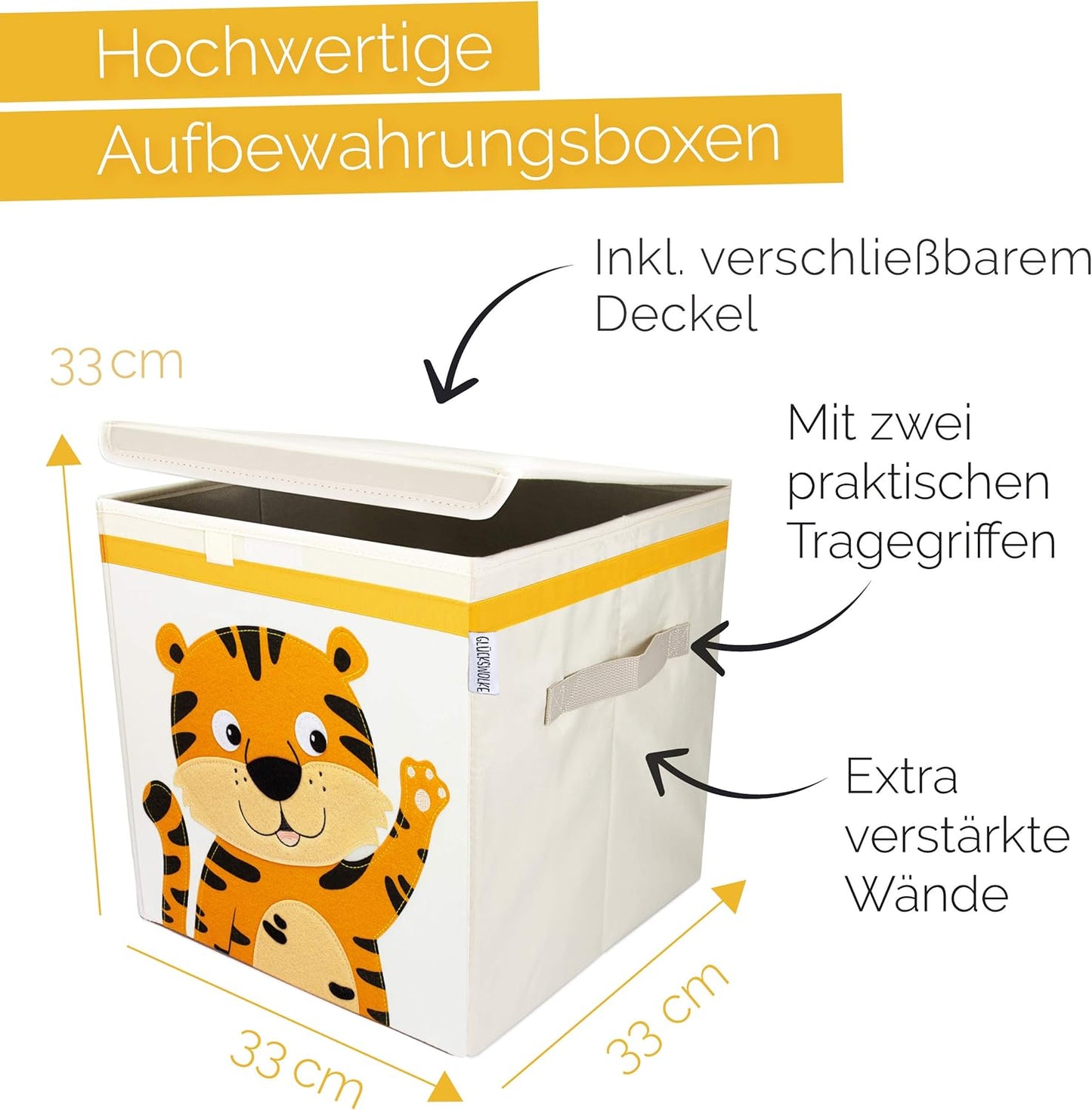 Spielzeugkiste mit Tiger-Motiv, Beige Tiger