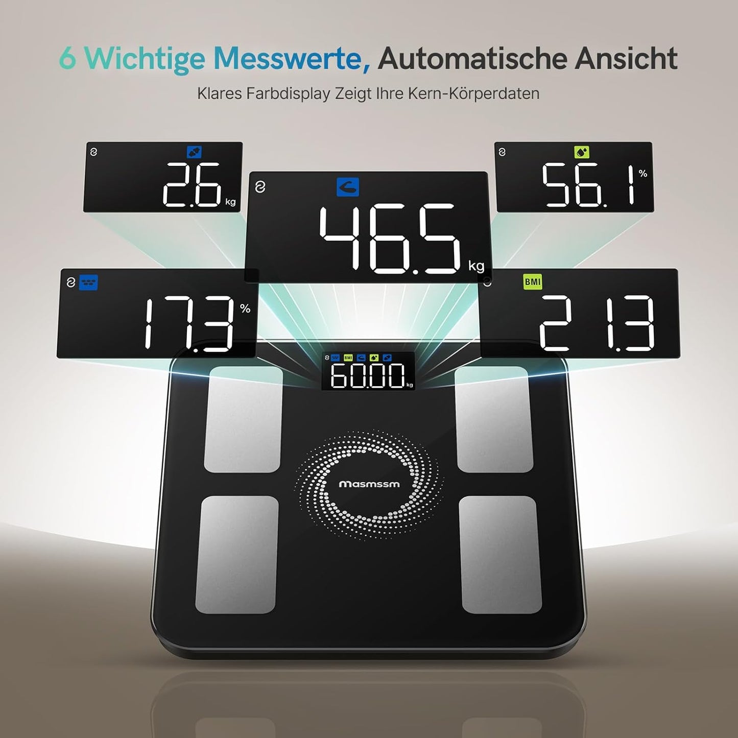 Bluetooth Körperanalysewaage mit 20 Messwerten