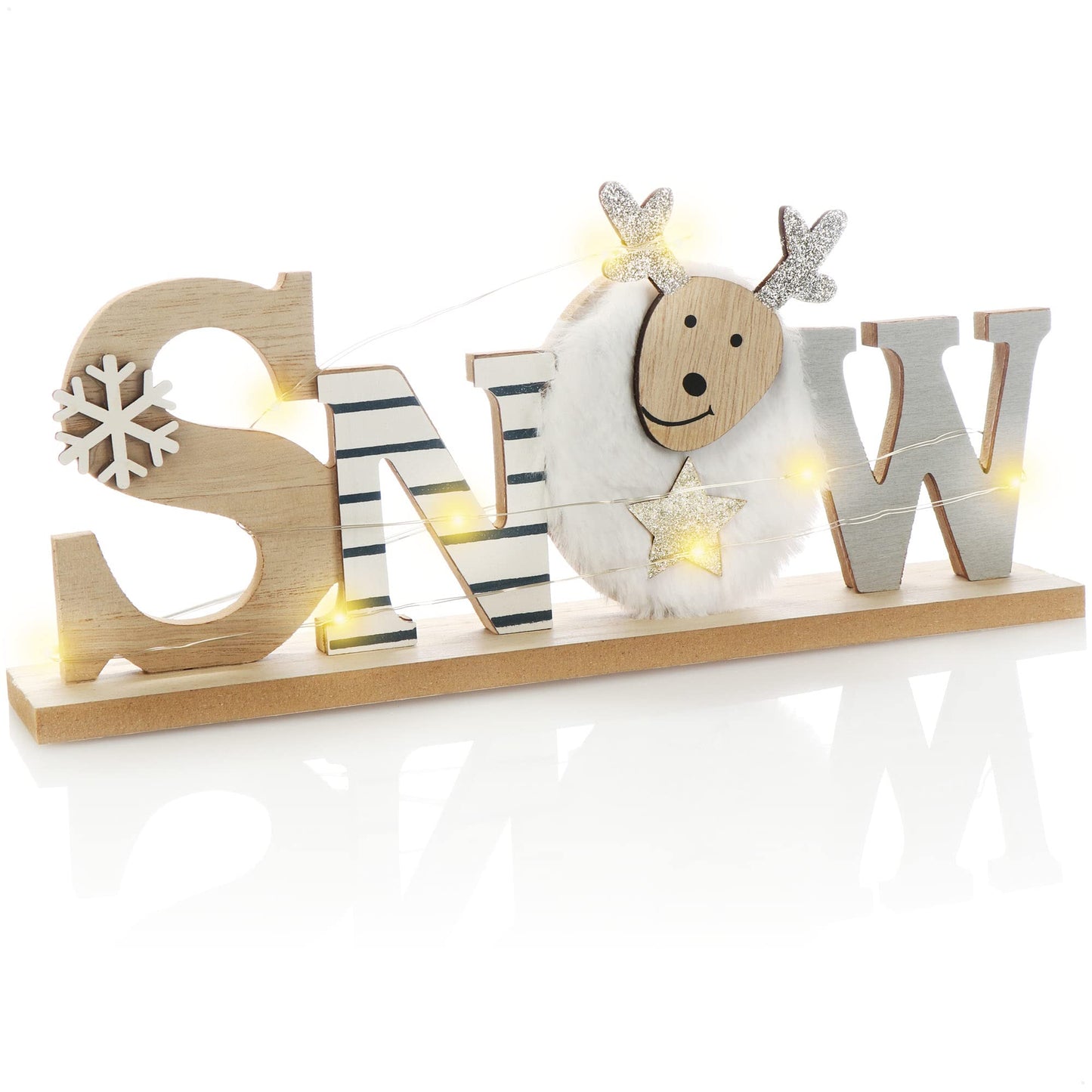LED Deko-Aufsteller Schaf-Design mit Timer, weiss - Schaf