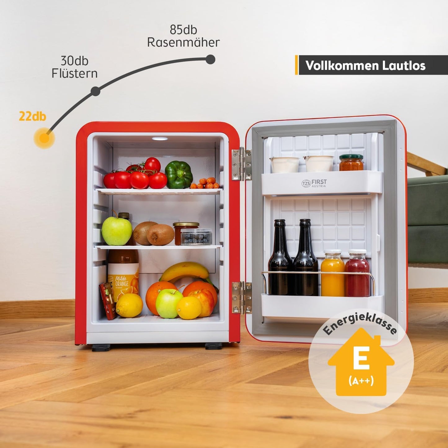 Retro Mini-Kühlschrank, 40 Liter Rot