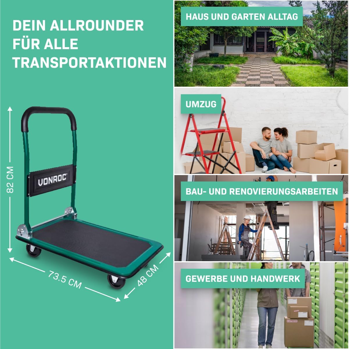 Klappbarer Transportwagen, 150 kg