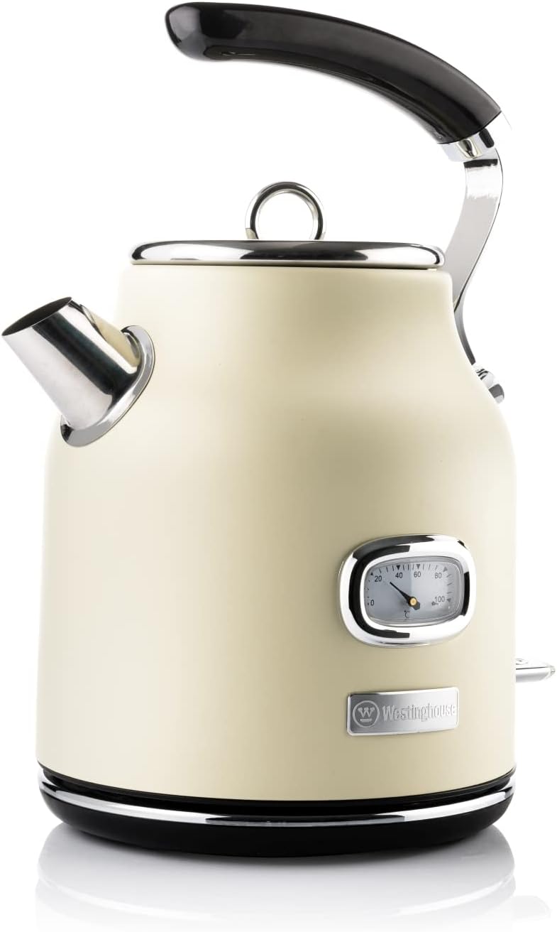 Retro Wasserkocher mit Kalkfilter, 1,7 Liter, Weiss