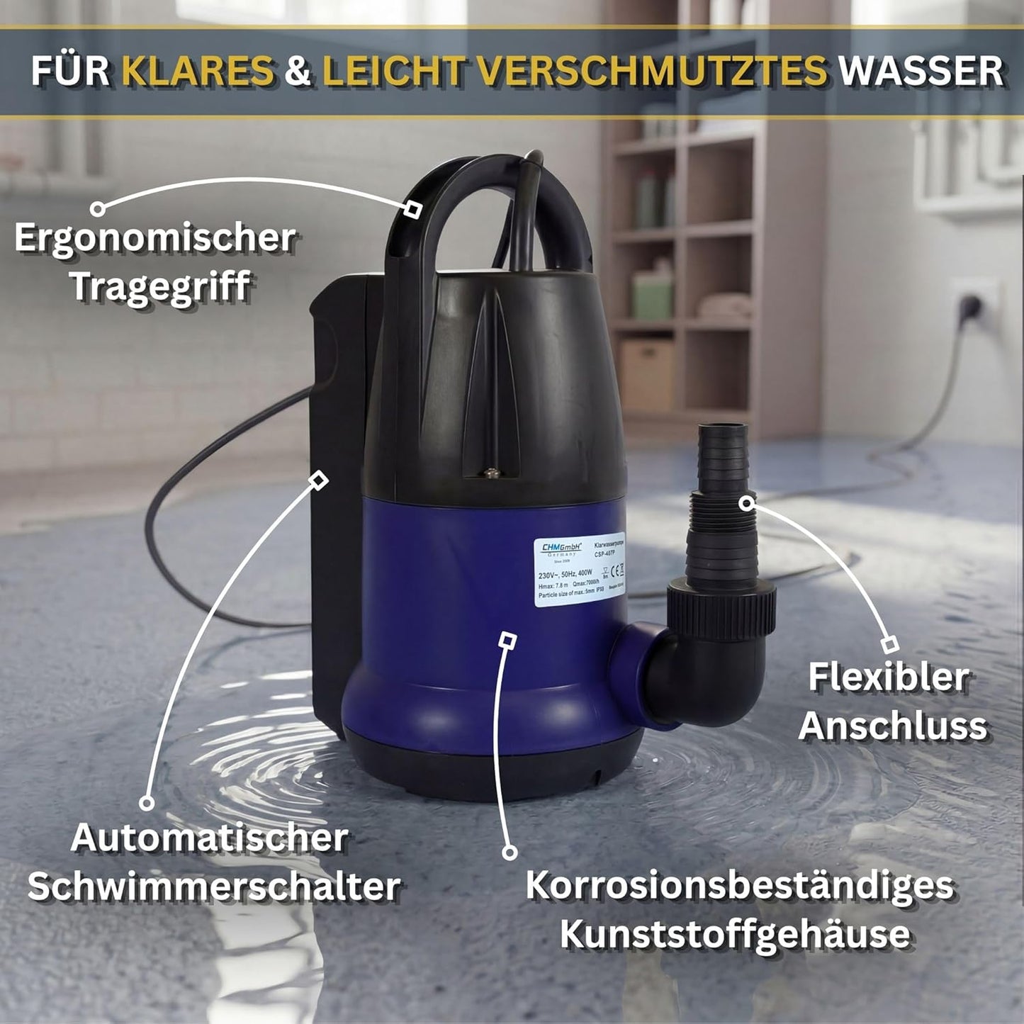 Tauchpumpe mit Schwimmerschalter