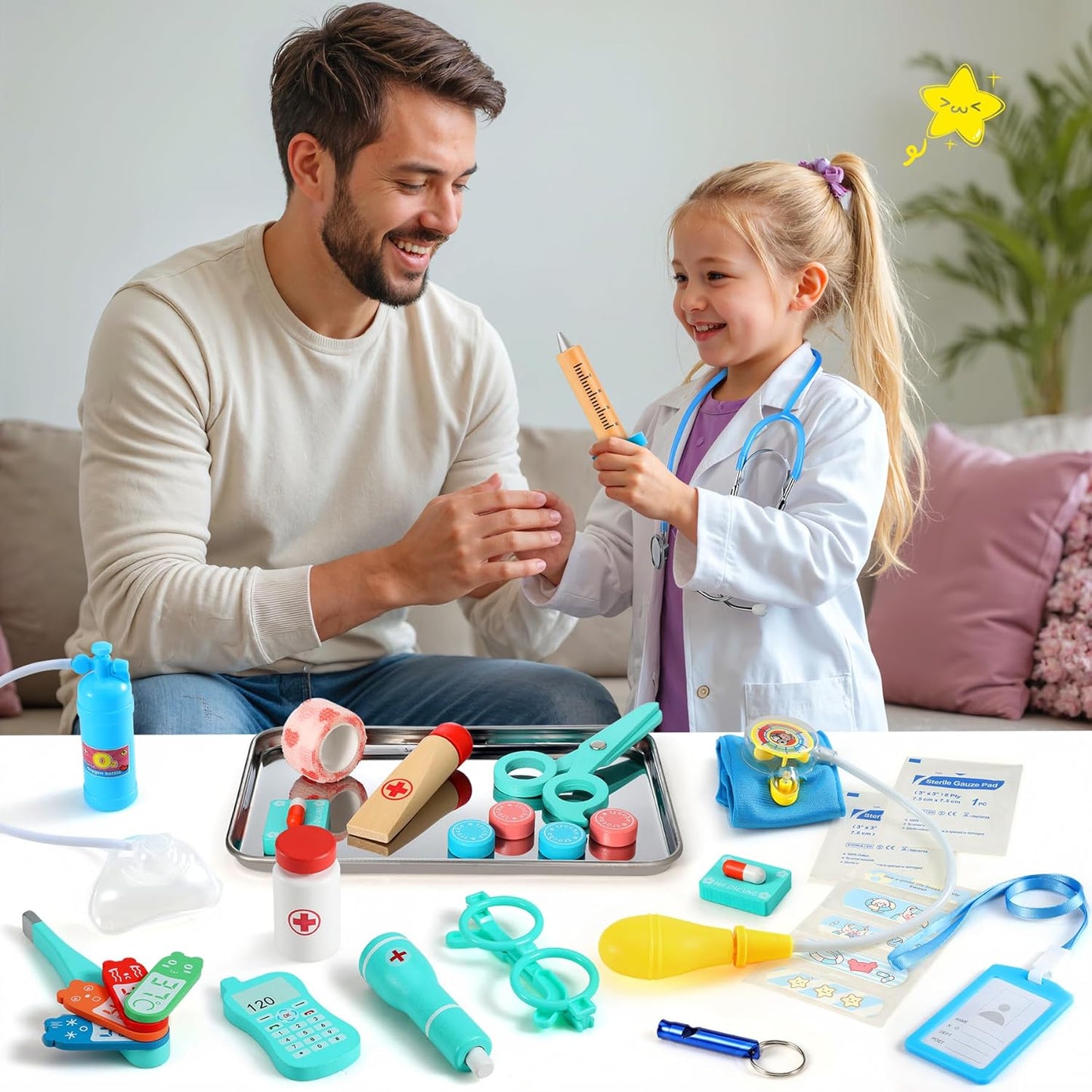 39-teiliges Arztkoffer-Spielset mit Stethoskop, Blau