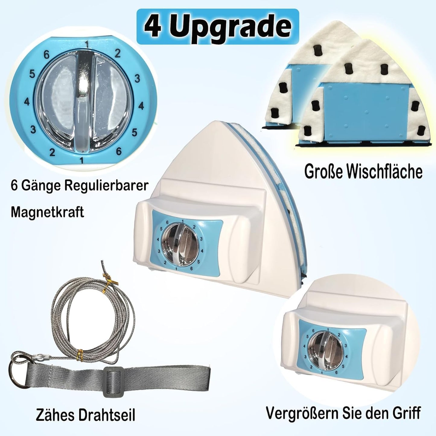 Magnetischer Fensterputzer für Mehrfachverglasung (8-40 mm)