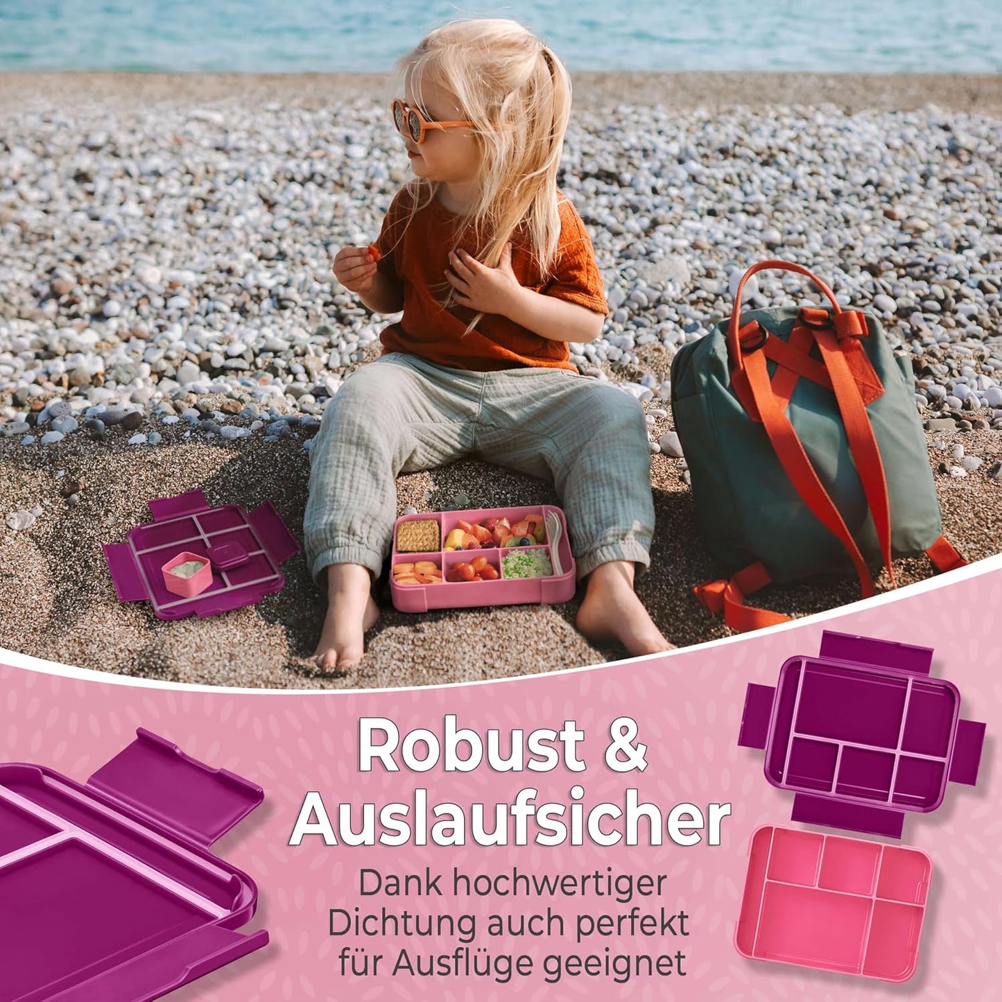 Brotdose für Kinder mit Fächern [LITE], Lila