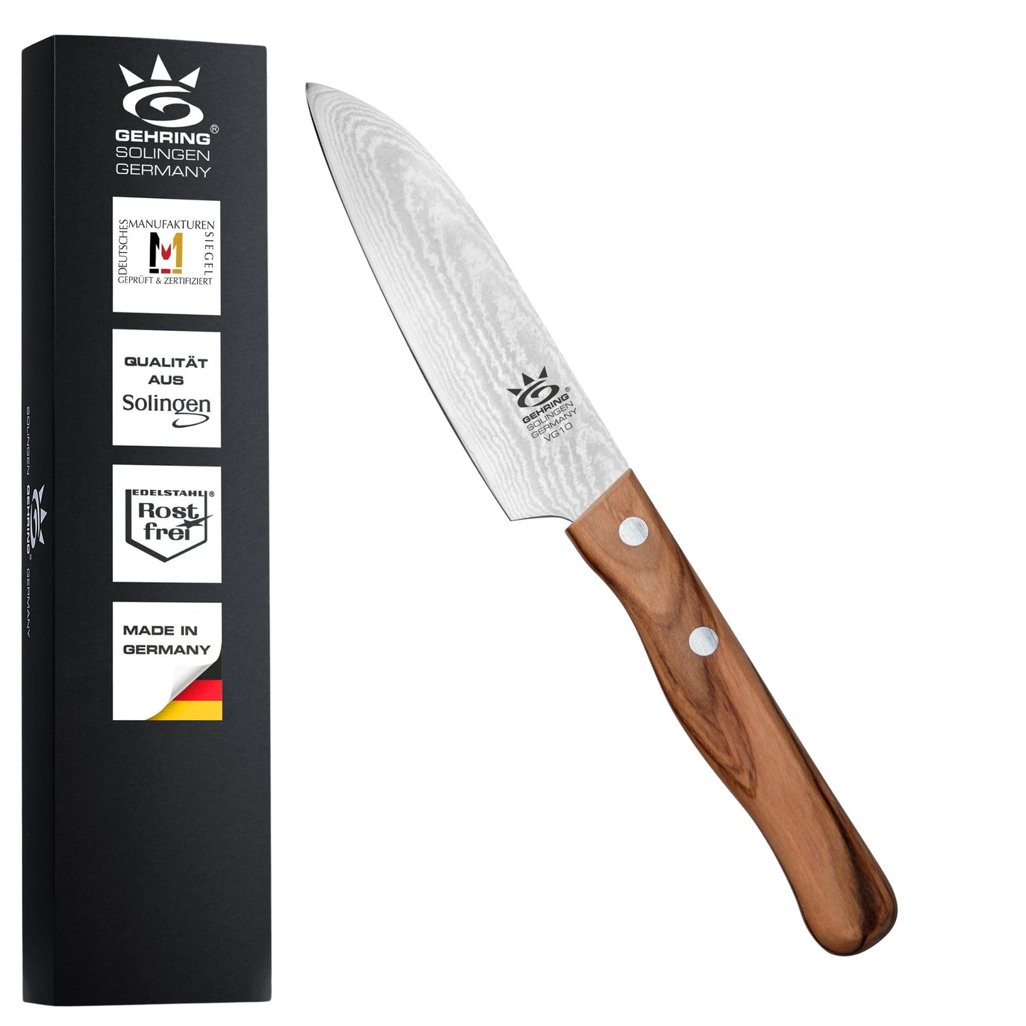 Look Damast-Santokumesser mit Olivenholzgriff, LOOK SANTOKU-DAMAST