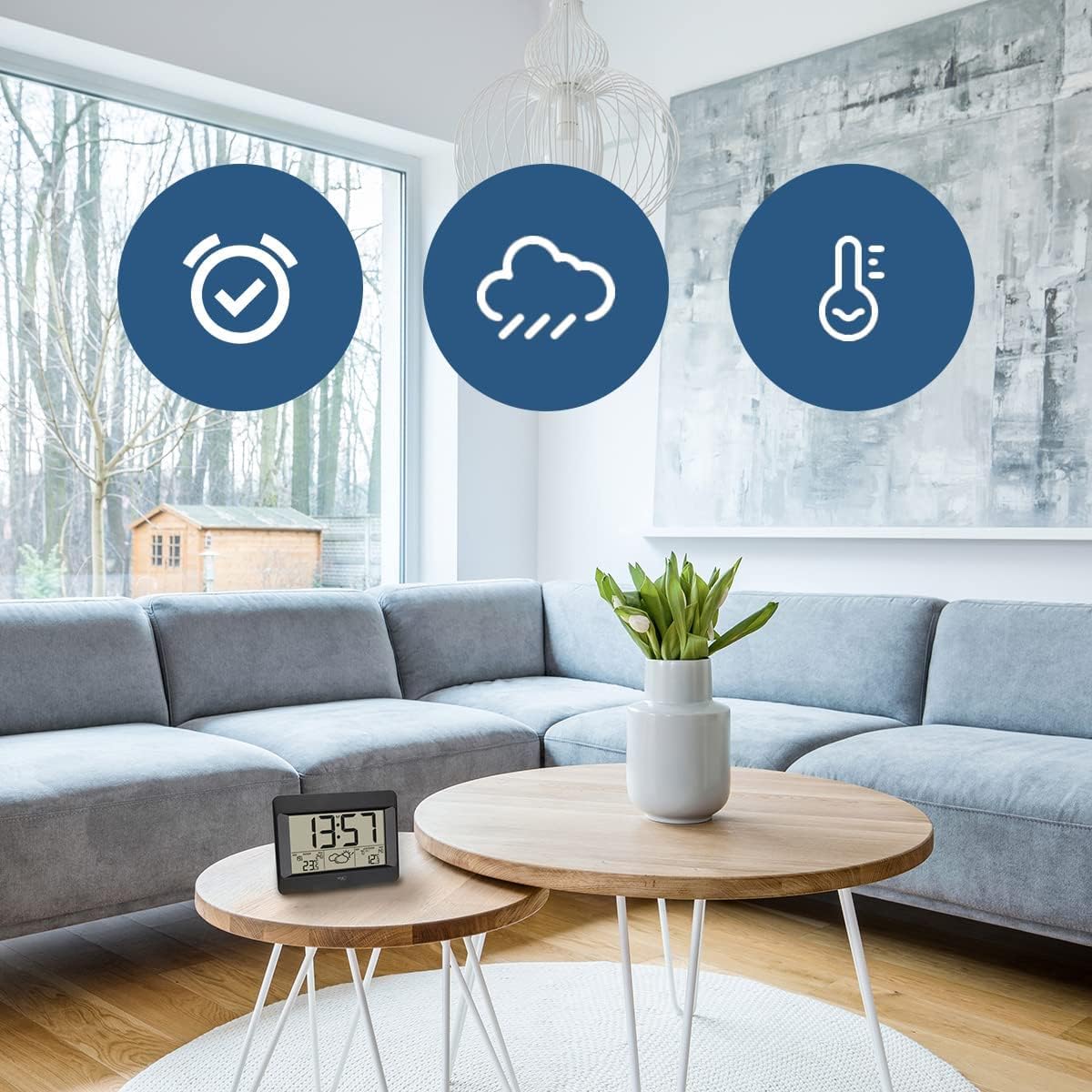 Funk-Wetterstation Zeno mit Temperaturanzeige, Schwarz