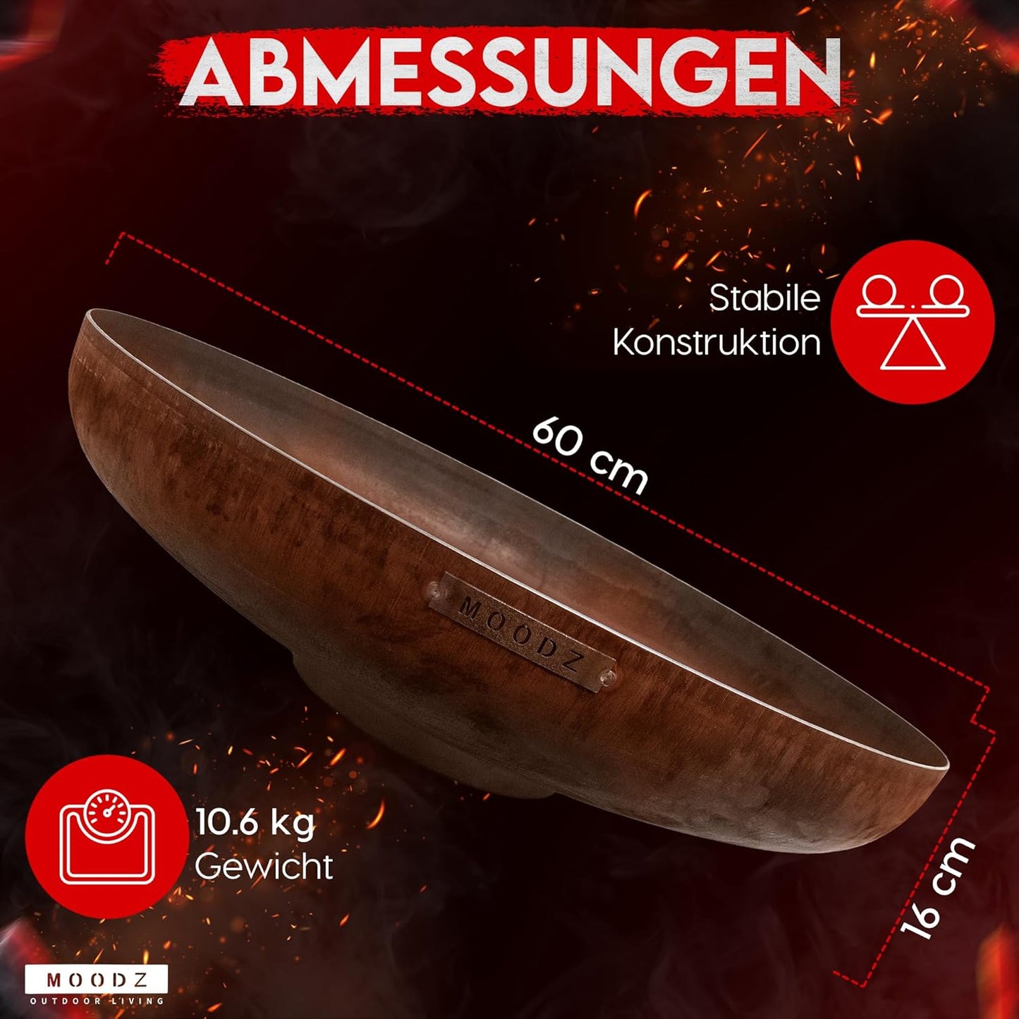 Feuerschale aus Cortenstahl, Ø60 cm