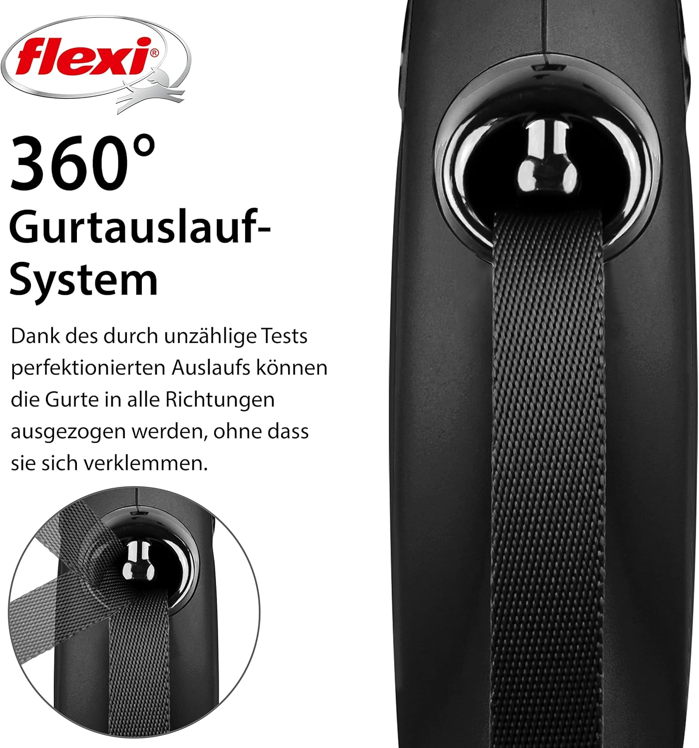 Rollleine für Hunde bis 50 kg, 5 m Gurtlänge, L: 5m (max. 50kg) Schwarz