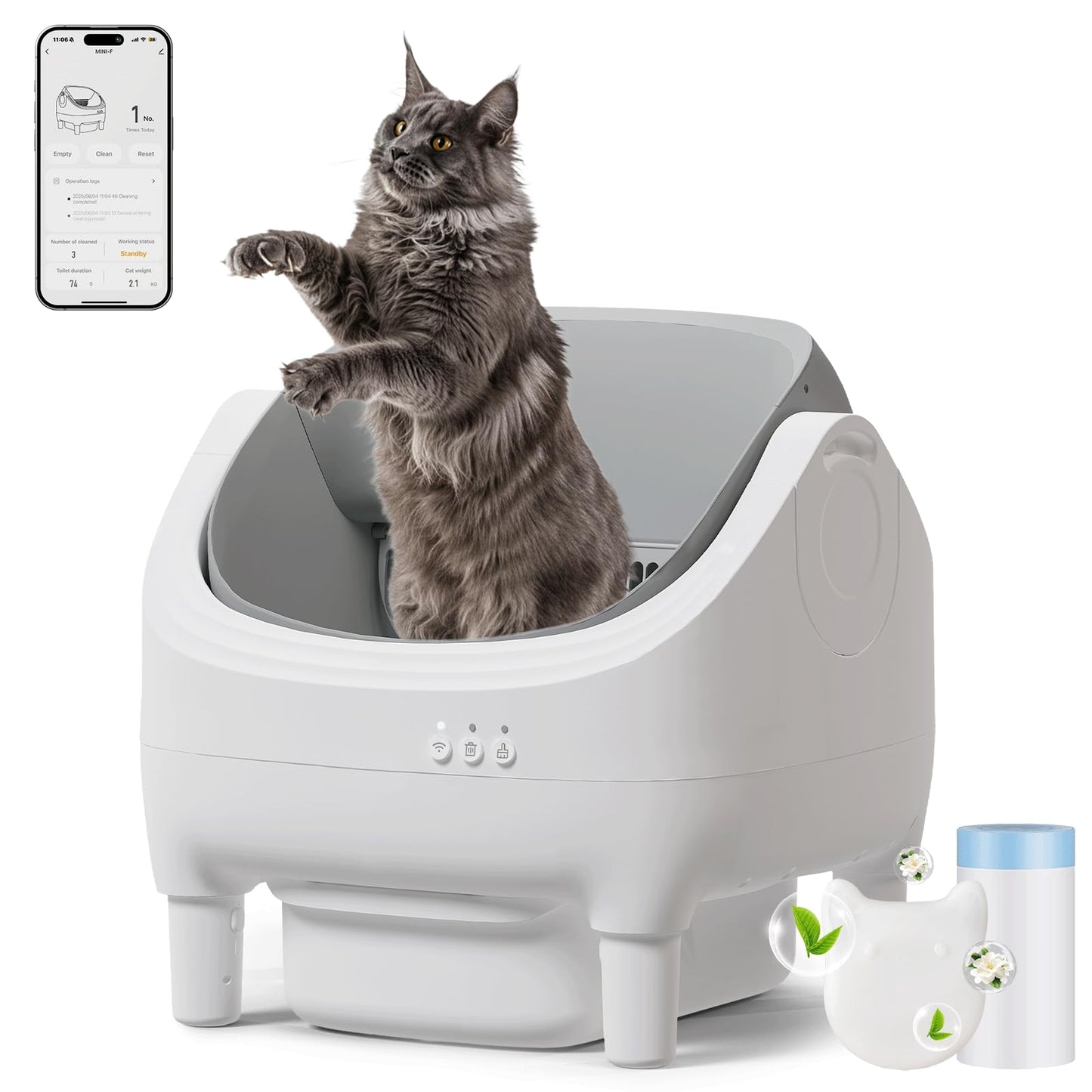 Selbstreinigende Katzenstreu-Box mit App-Steuerung, XXL-3