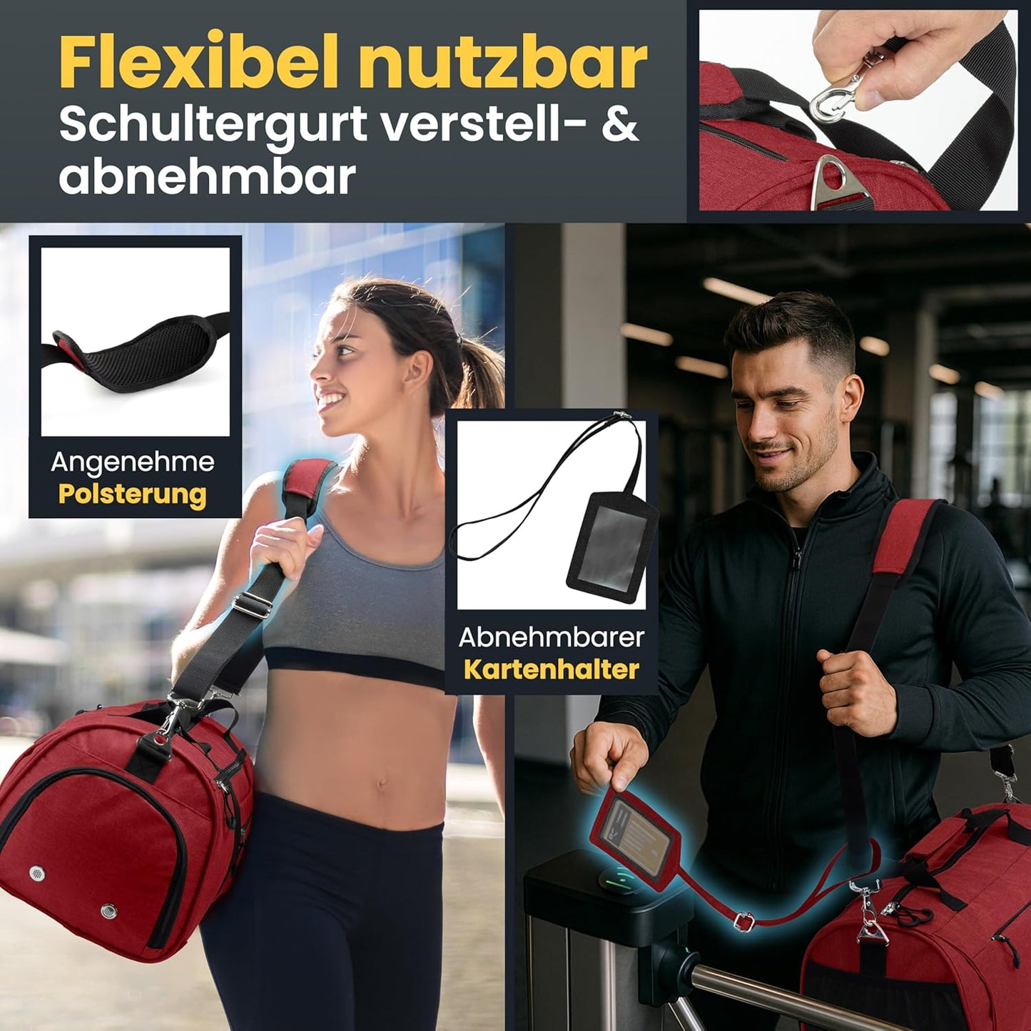 Sport- und Reisetasche mit Schuh- und Nassfach, Rosé 48 x 26 x 25 cm (Small 30L)