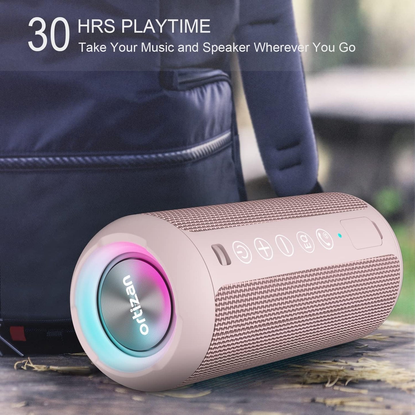 Bluetooth Lautsprecher mit LED-Licht und IPX7 Schutz, ROSA