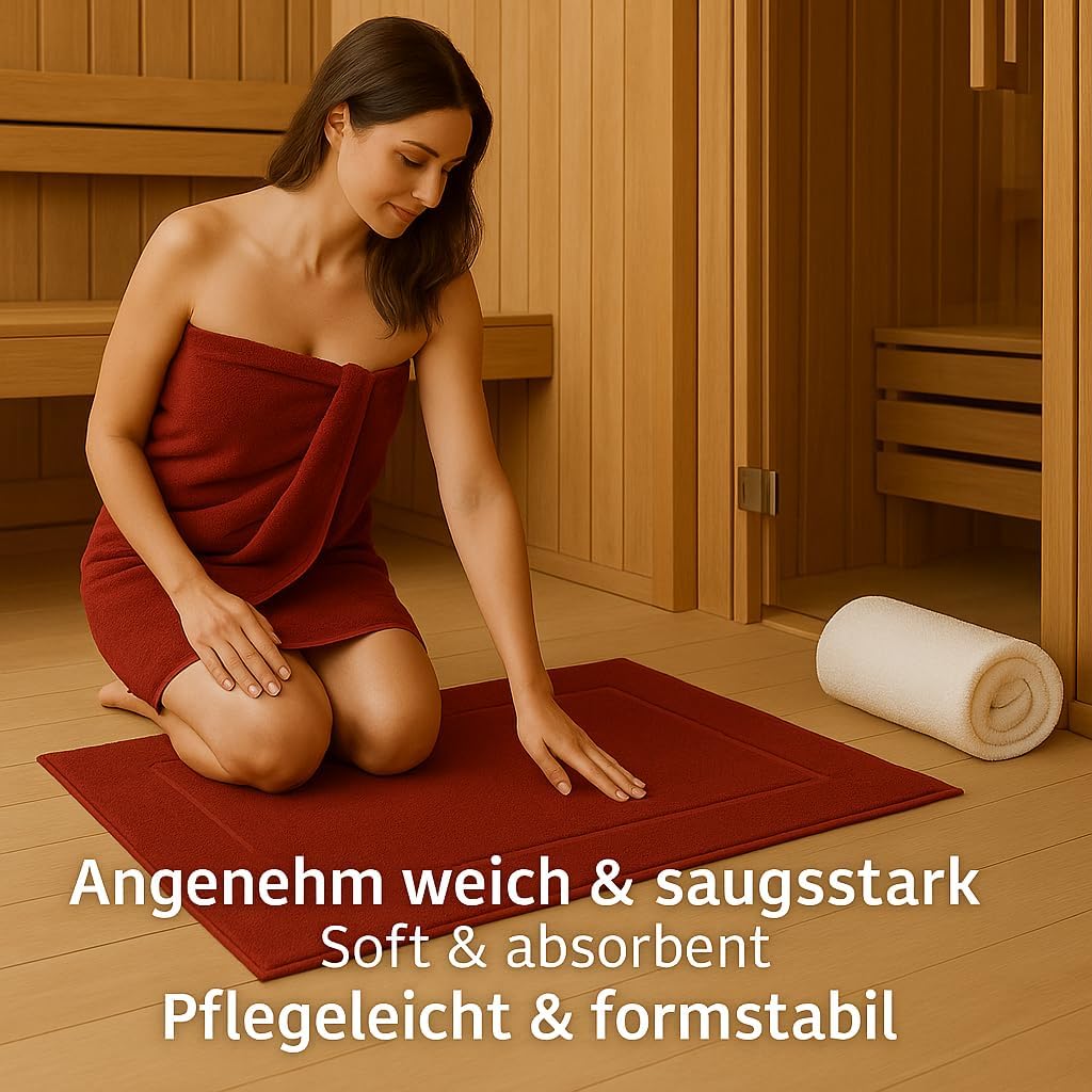 2er-Set Badematten, 50x70 cm, 2x Badvorleger Rubinrot