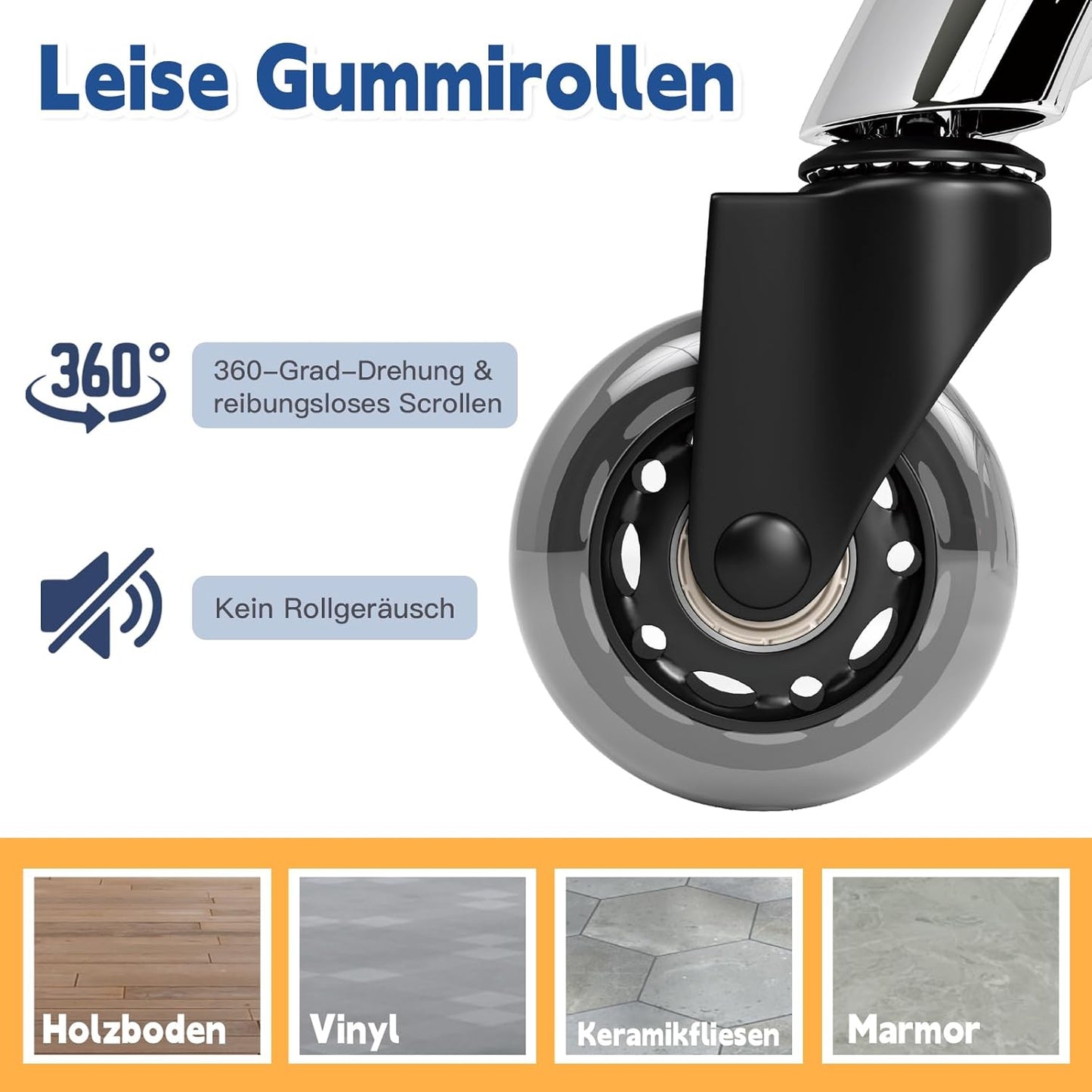 Höhenverstellbarer Rollhocker mit 360° Rollen, Braun