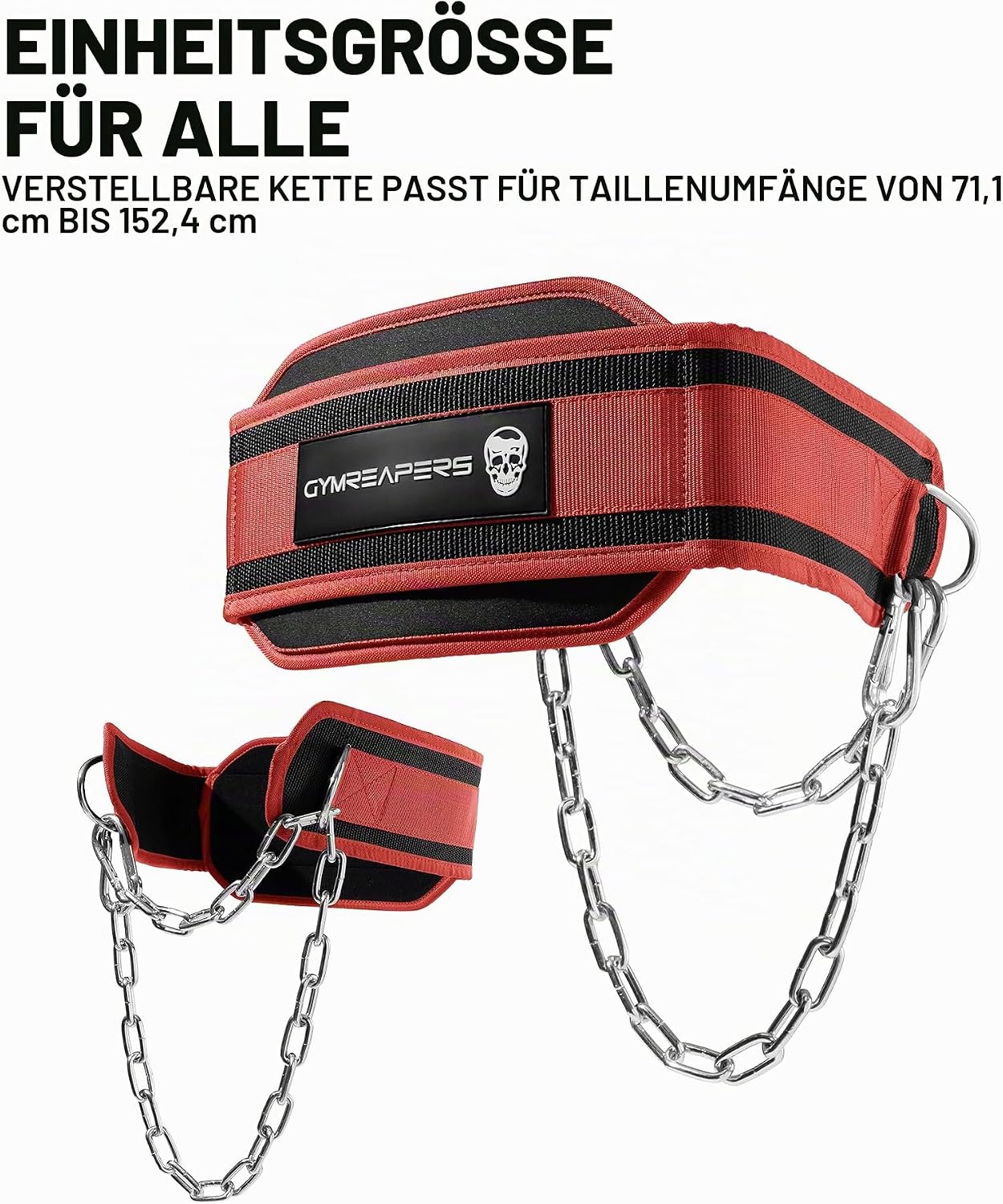 Dip-Gürtel mit Stahlkette, rot