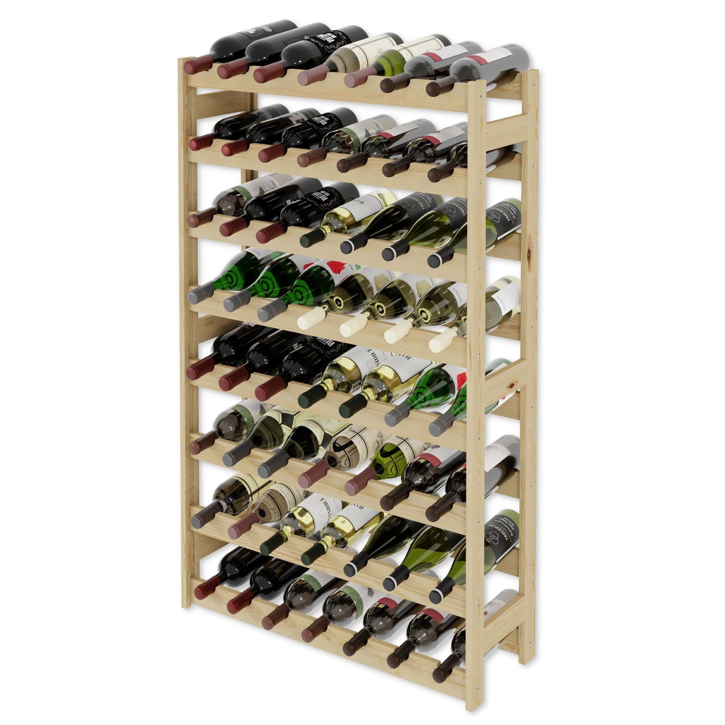 Weinregal, Natur RW-1-56, 118 x 72,5 x 25, 7 liegen, 56 Flaschen