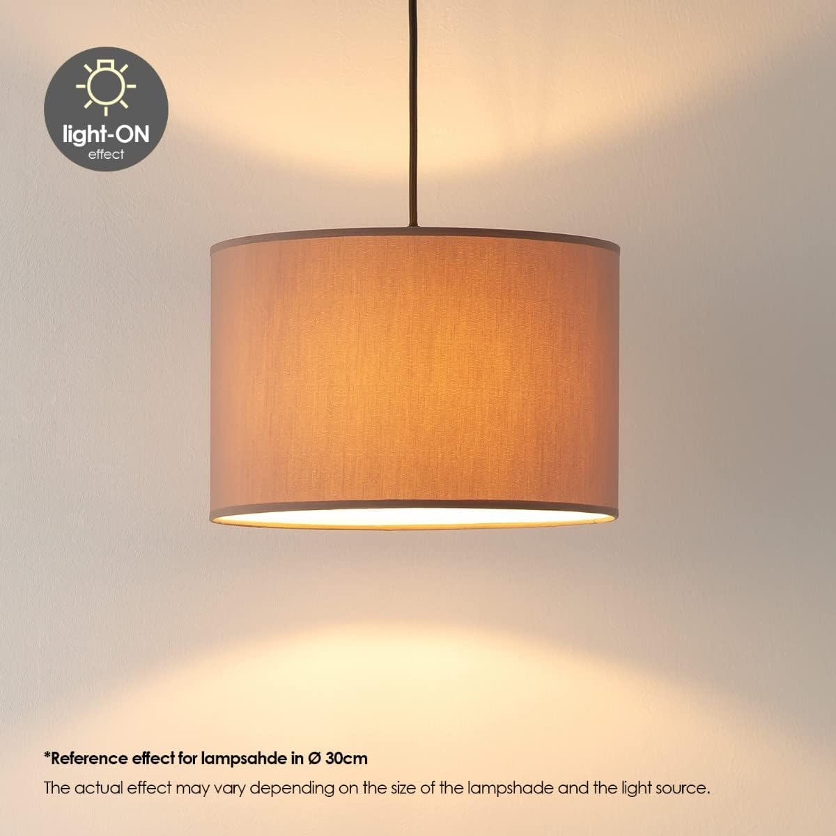 Moderner Lampenschirm Zylinder aus Baumwolle, Beige 50cm durchmesser 25cm höhe