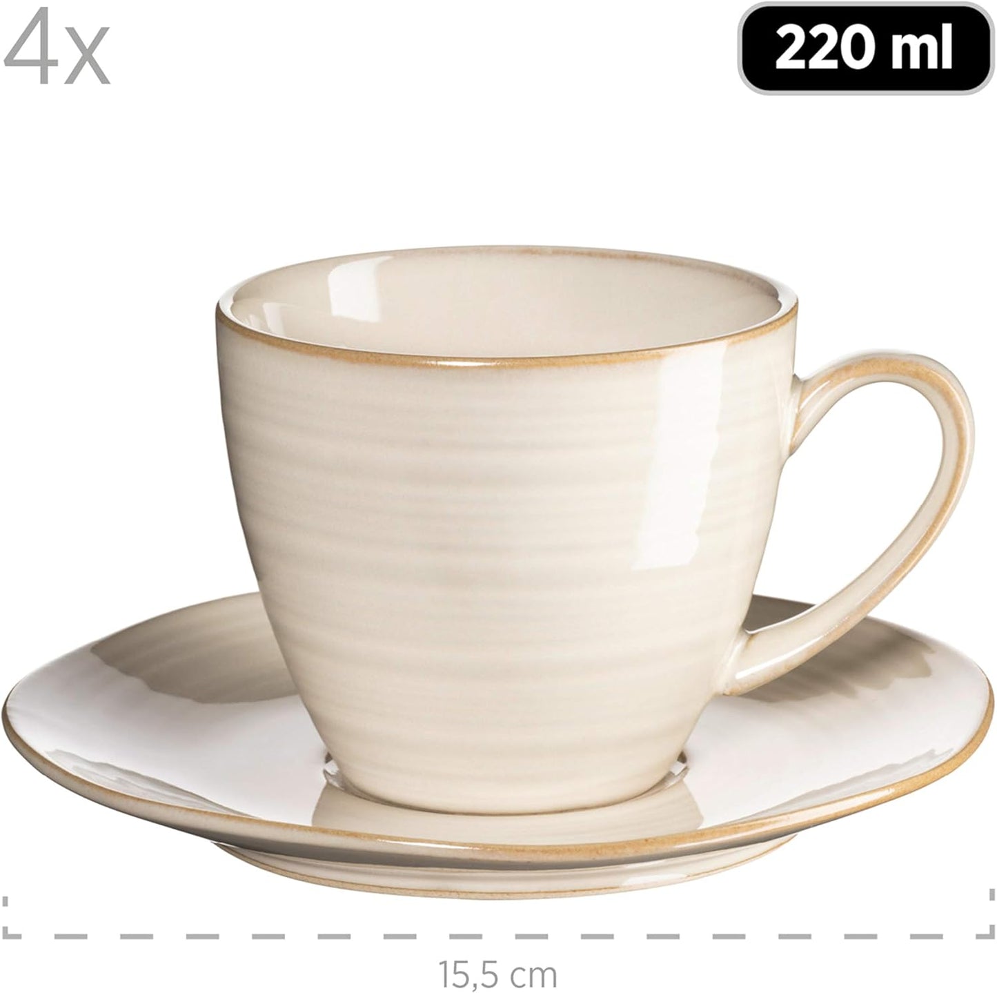 Nottingham Kaffeetassen-Set, Kaffeetassen-Set 8-teilig Beige
