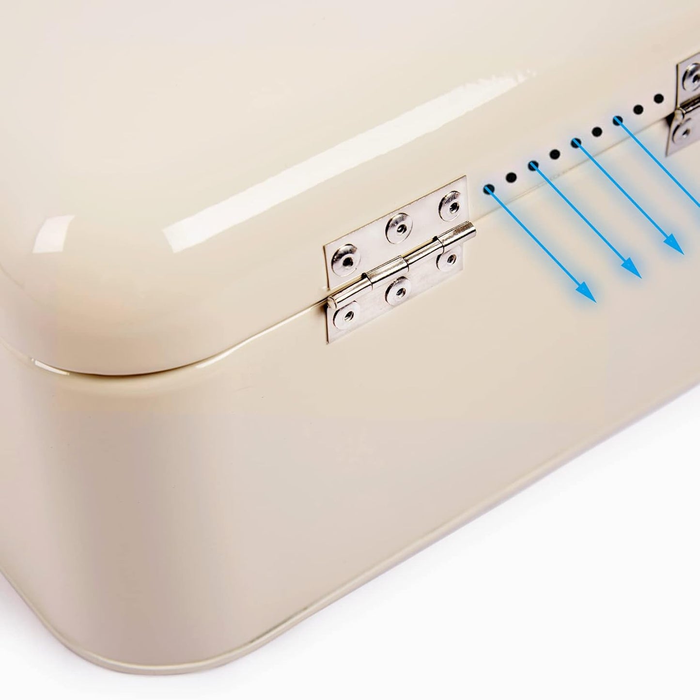 Grosser Brotkasten mit Deckel im Retro Design, Beige-31cm