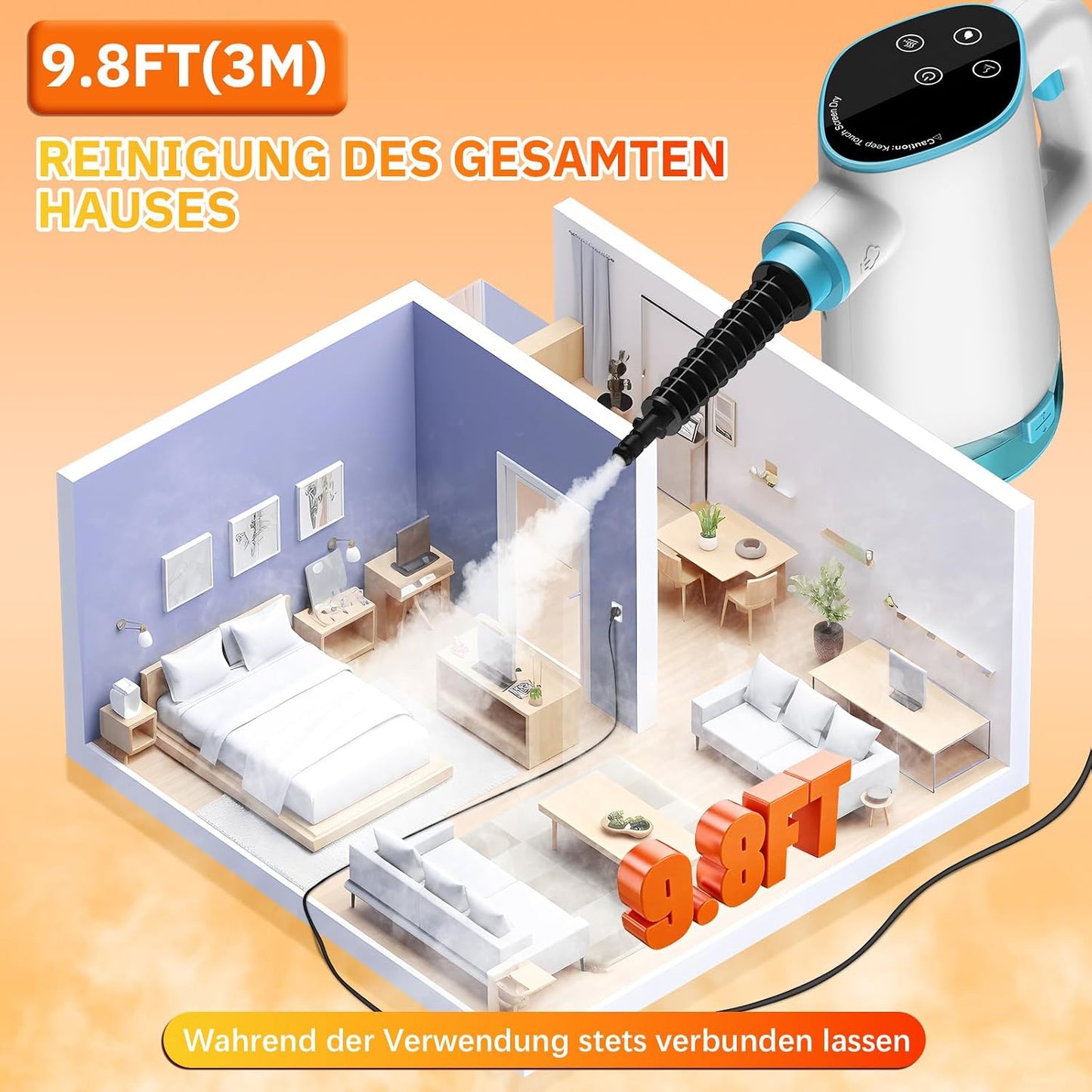 Handdampfreiniger mit Zubehör-Set, Weiss
