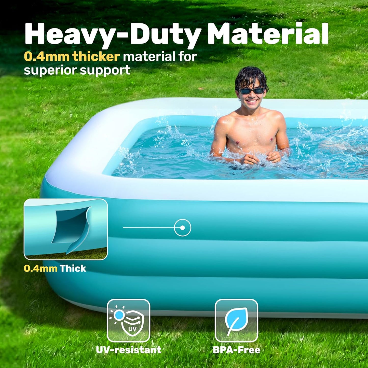 Aufblasbarer Familienpool mit Sitzen, Cyan