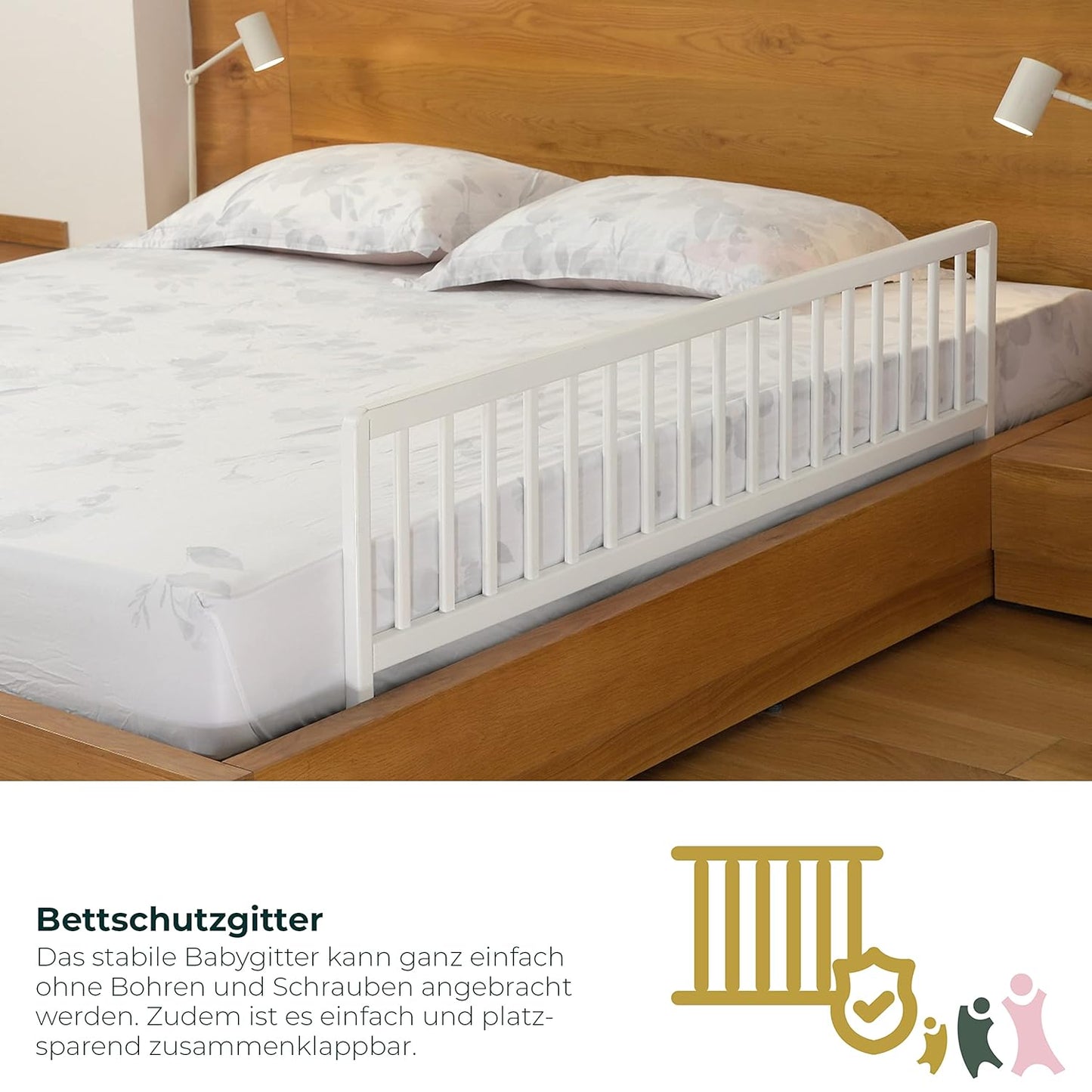 Bettschutzgitter, Weiss, 140 cm