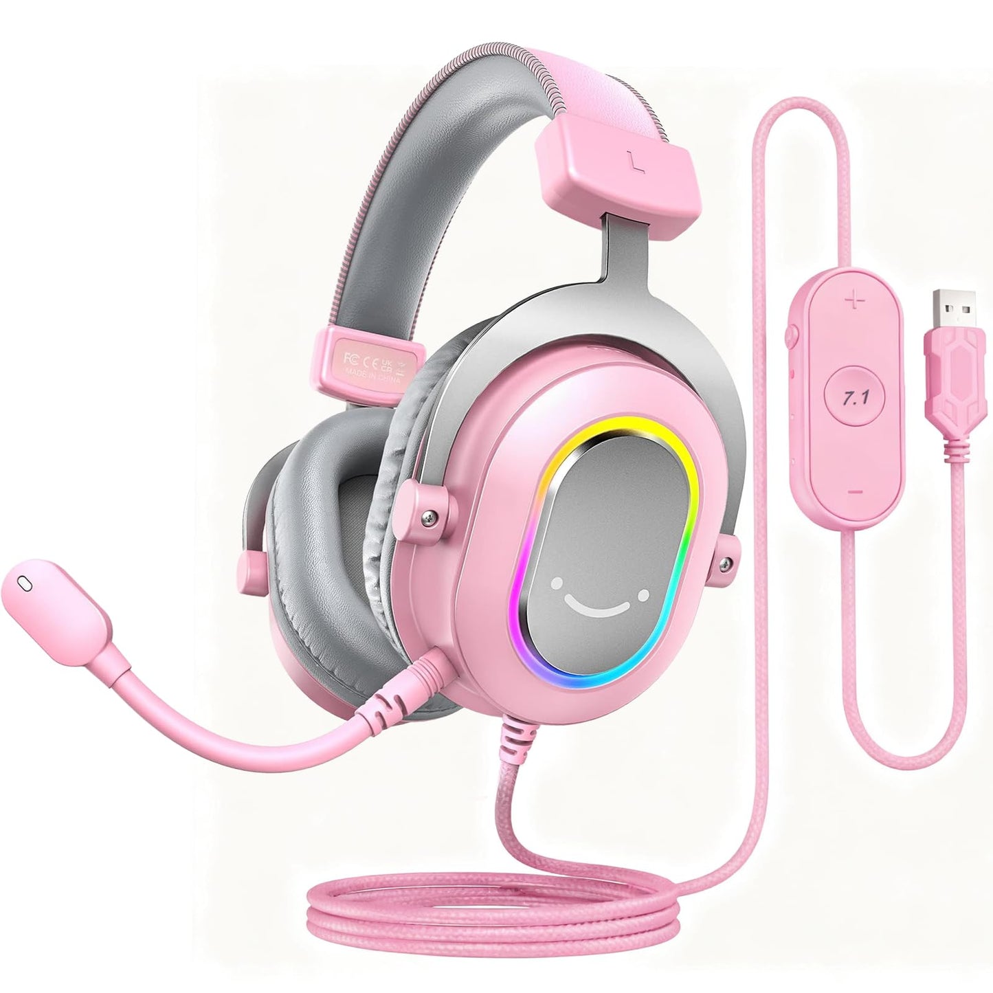 Gaming Headset mit Mikrofon, new pink