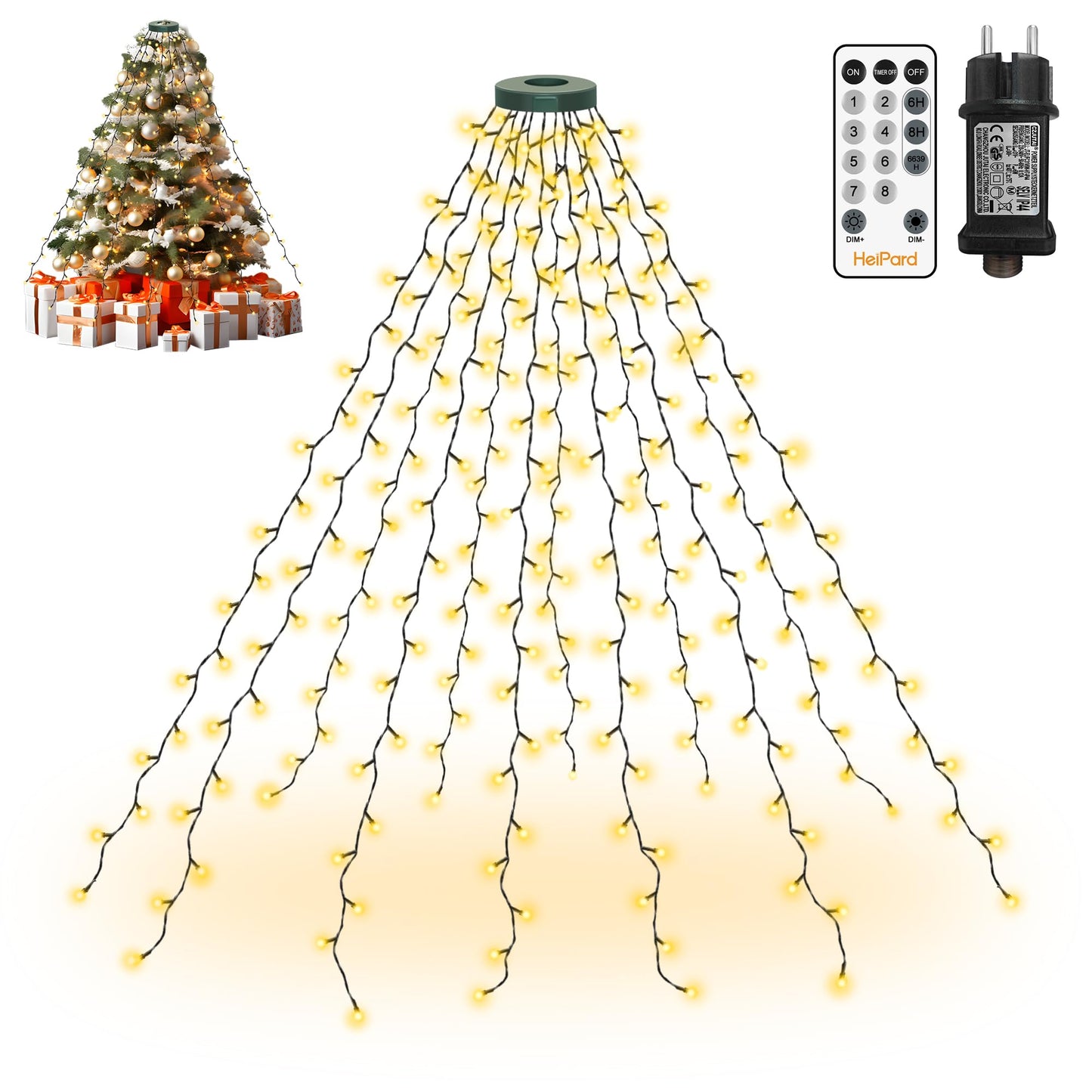 Weihnachtsbaum Lichterkette 240 LED mit Timer, 2m