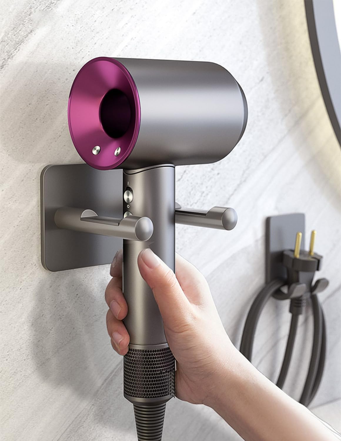 Fönhalterung für Dyson ohne Bohren (inkl. 3 Düsen), 3 Düsen Aufbewahrung