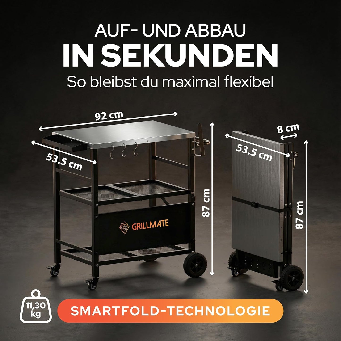 Klappbarer Grilltisch, Edelstahl
