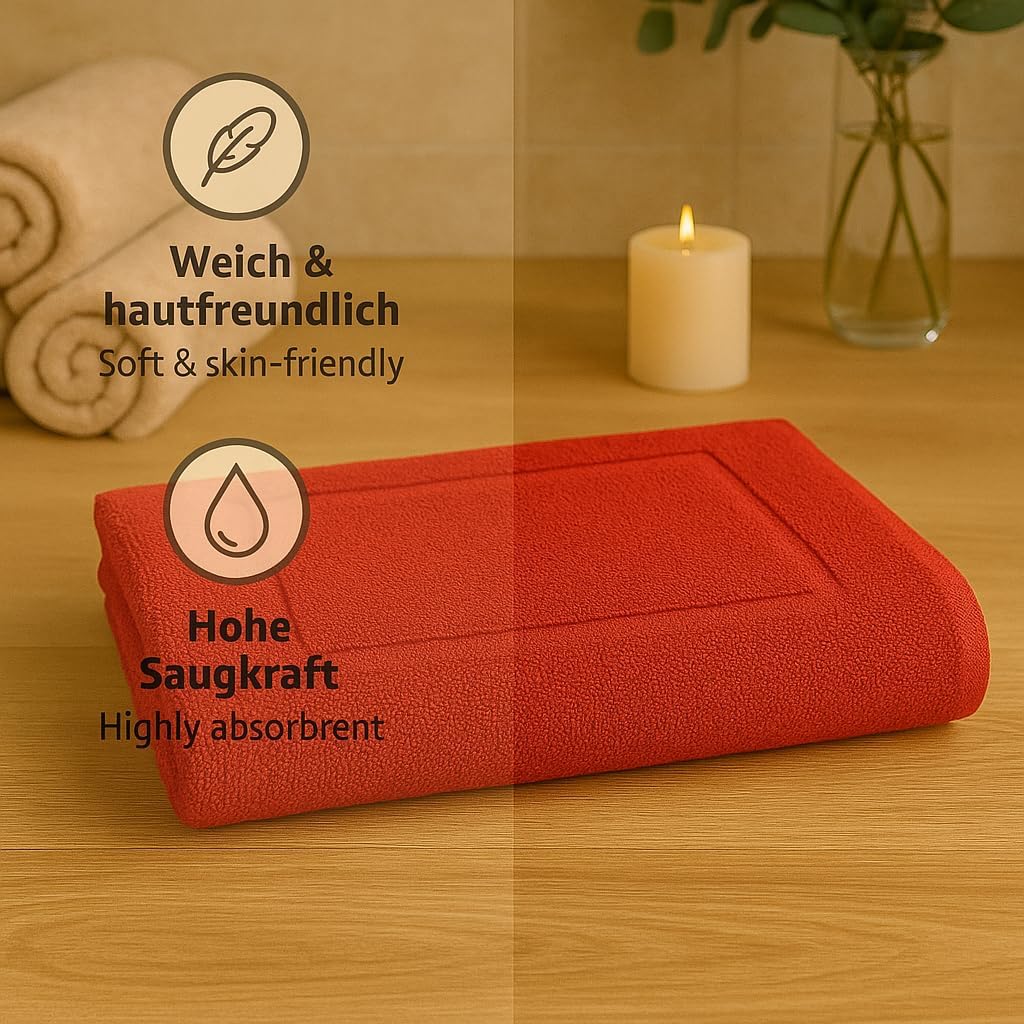 2er-Set Badematten, 50x70 cm, 2x Badvorleger Rot