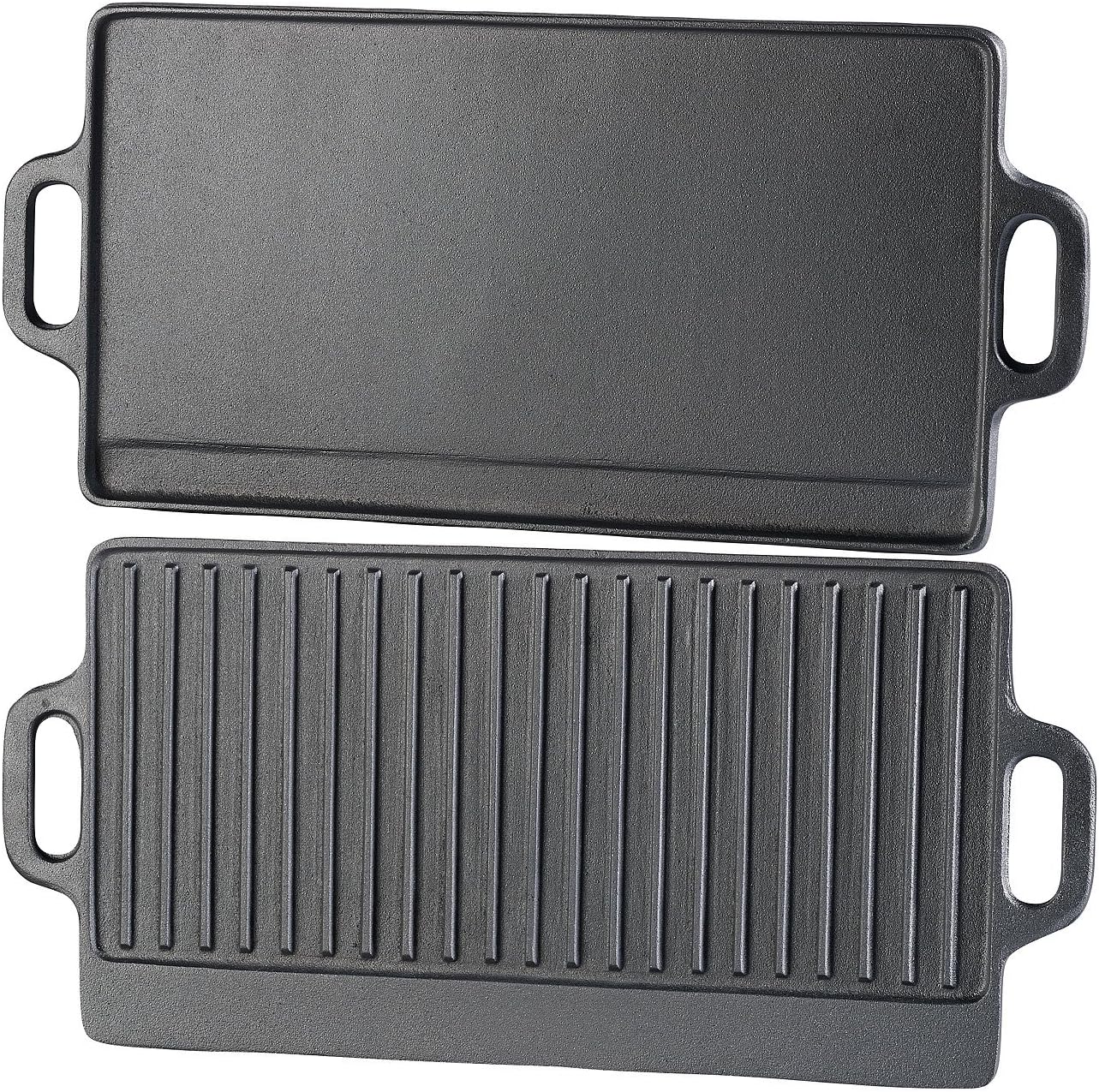 2er-Set Gusseiserne Wende-Grillplatten, 2er- Set 51 x 23,5 cm