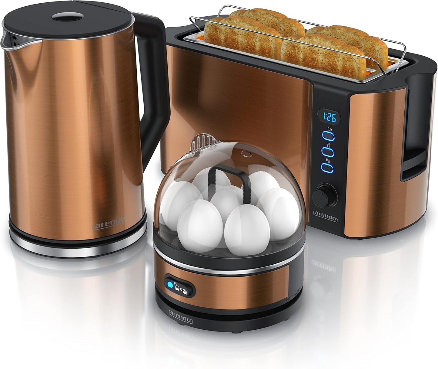 Wasserkocher-Toaster-Eierkocher-Set, C : Kupfer