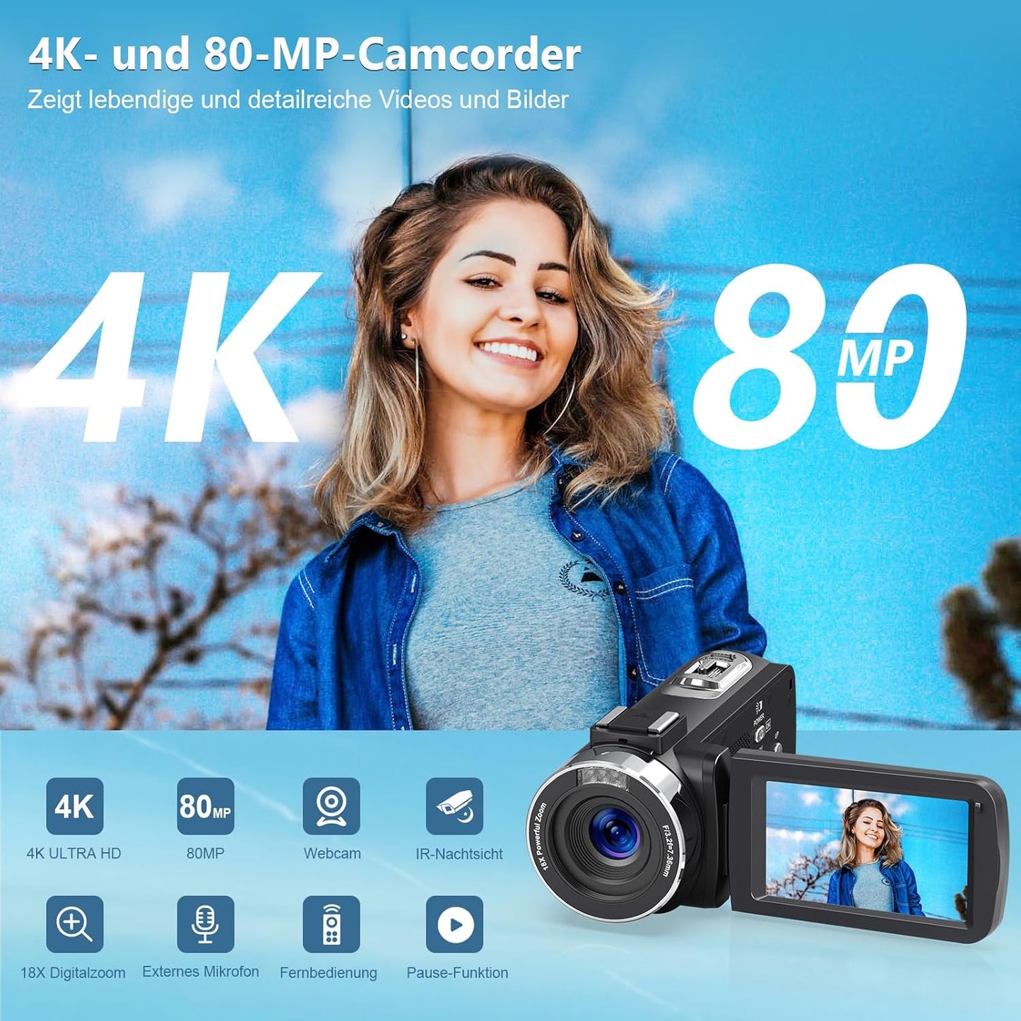 4K Camcorder, Schwarz