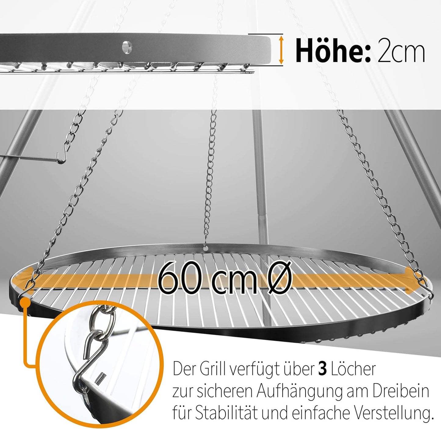 Edelstahl Grillrost, Rund: Ø 60 cm