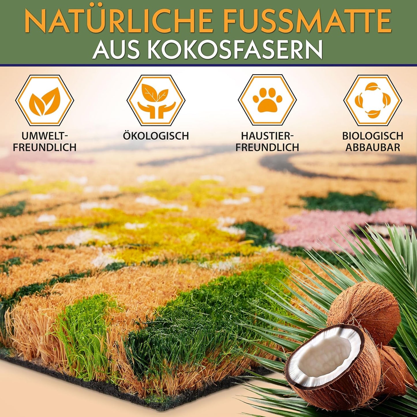 Antirutsch Fussmatte, Welcome - Blumen
