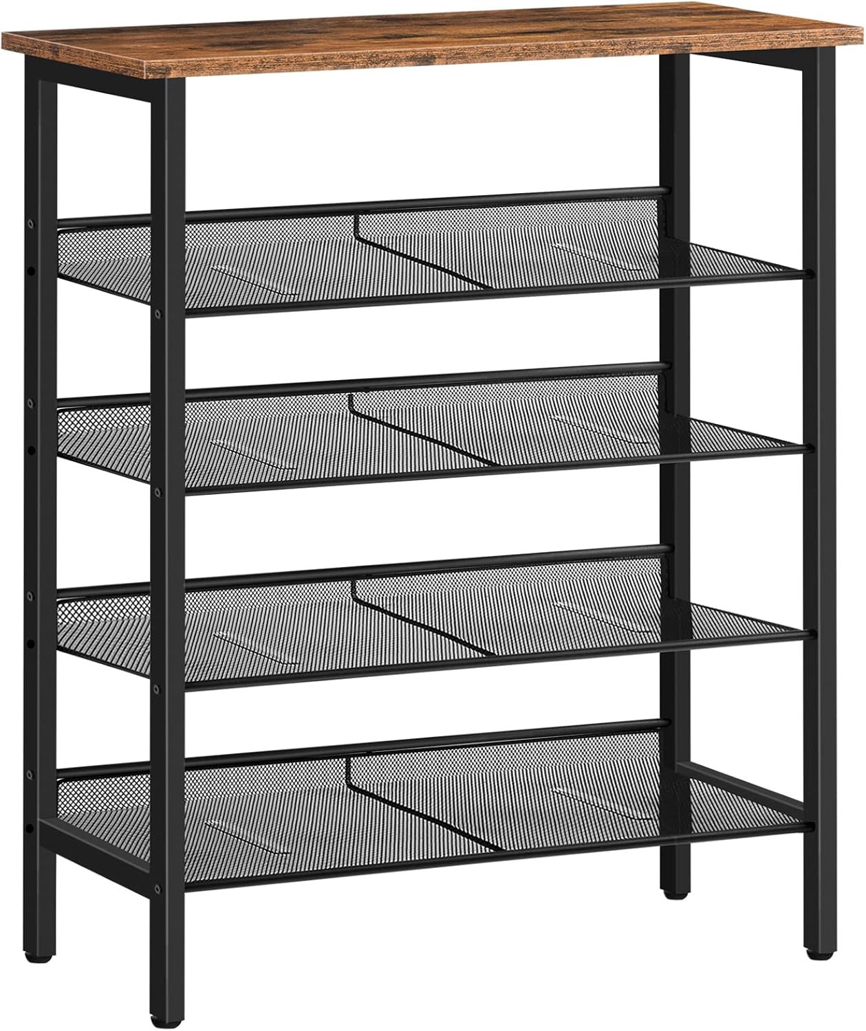 5-lagiges Schuhregal, Dunkelbraun + Schwarz 60 x 30 x 85 cm