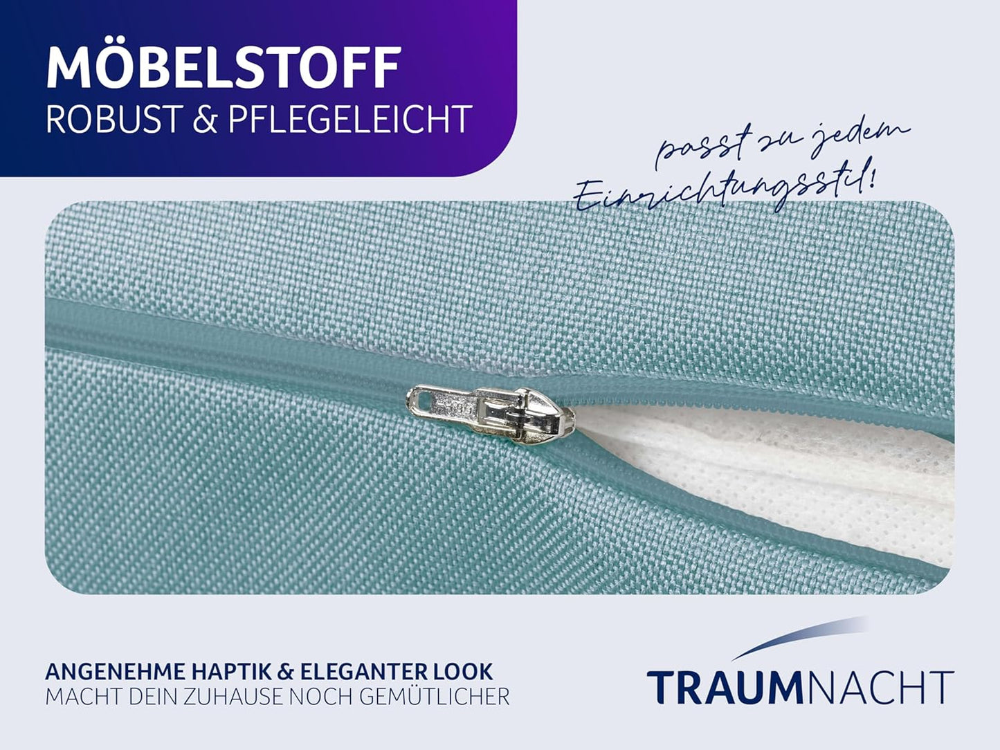 Cozy Rückenkissen mit abnehmbarem Bezug, Türkis Möbelstoff (100% Polyester)