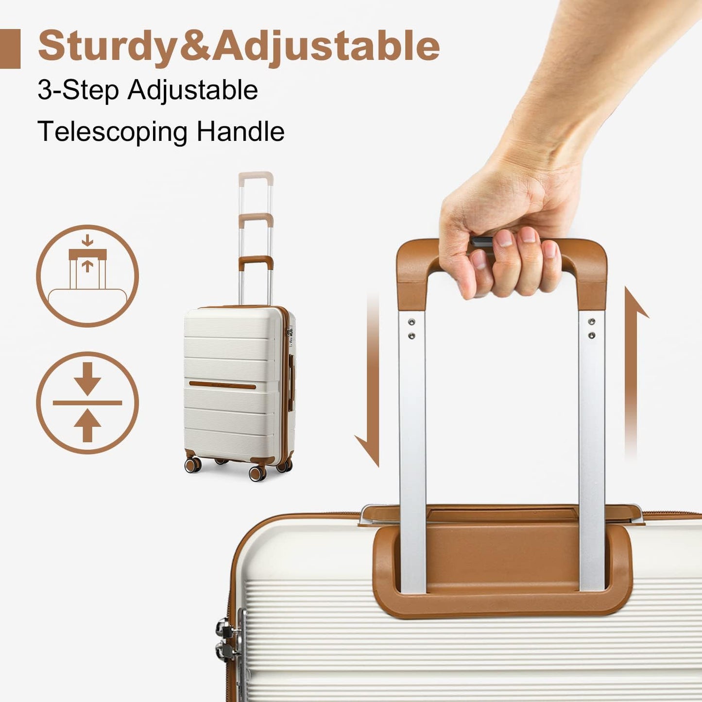 Reisekoffer Trolley Hartschale mit TSA-Schloss, Beige 24"-M