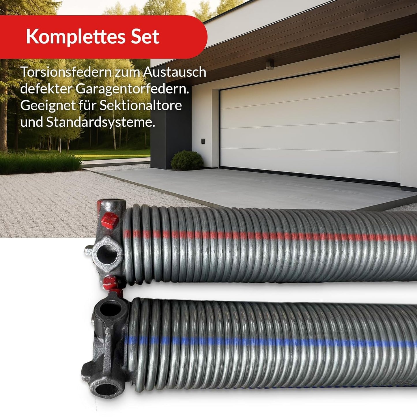 Garagentor Torsionsfedern-Set mit Zubehör, 51/6,5/989 mm